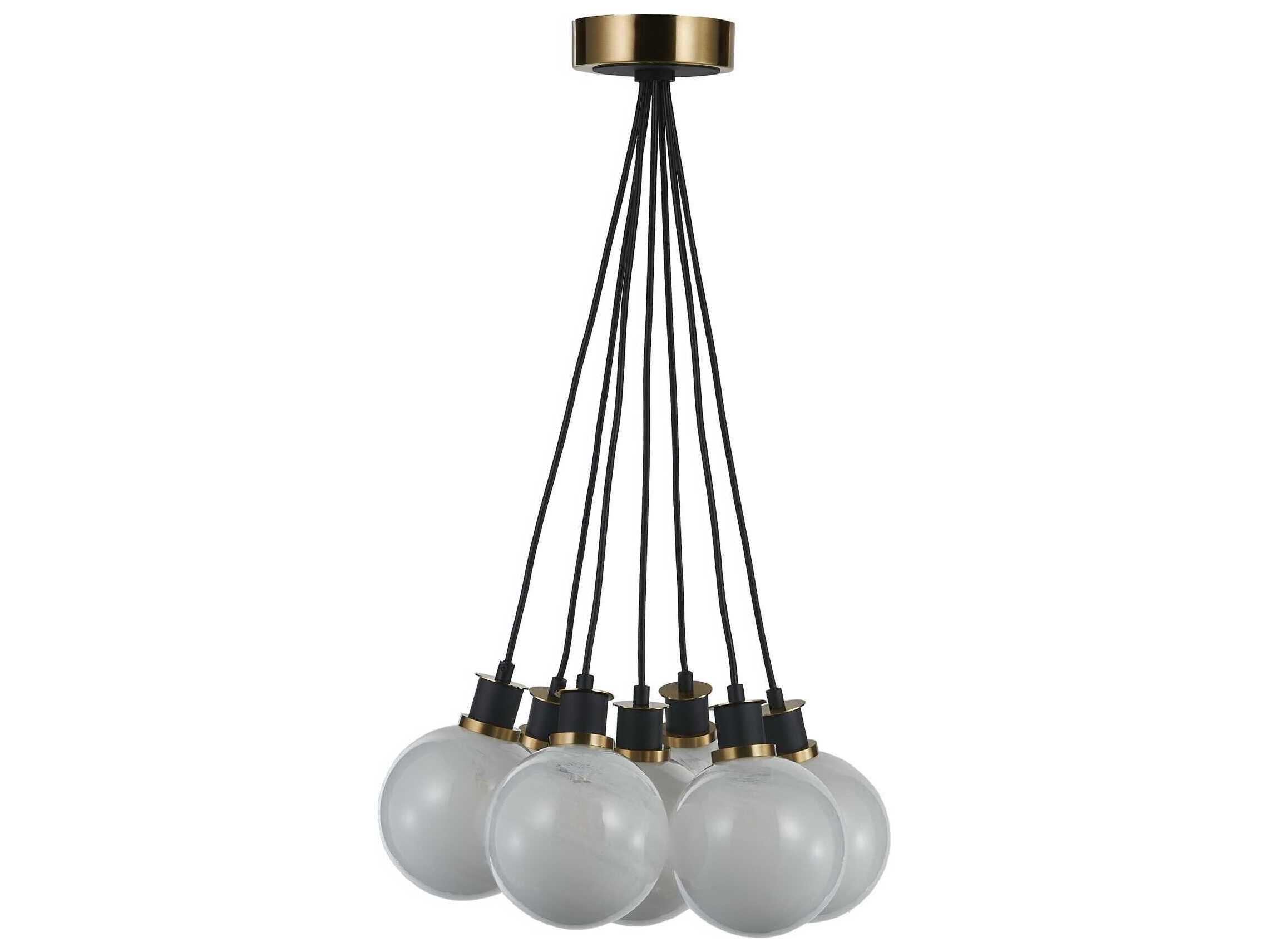 Artcraft Gem 7-Light Black Brushed Brass Globe Pendant