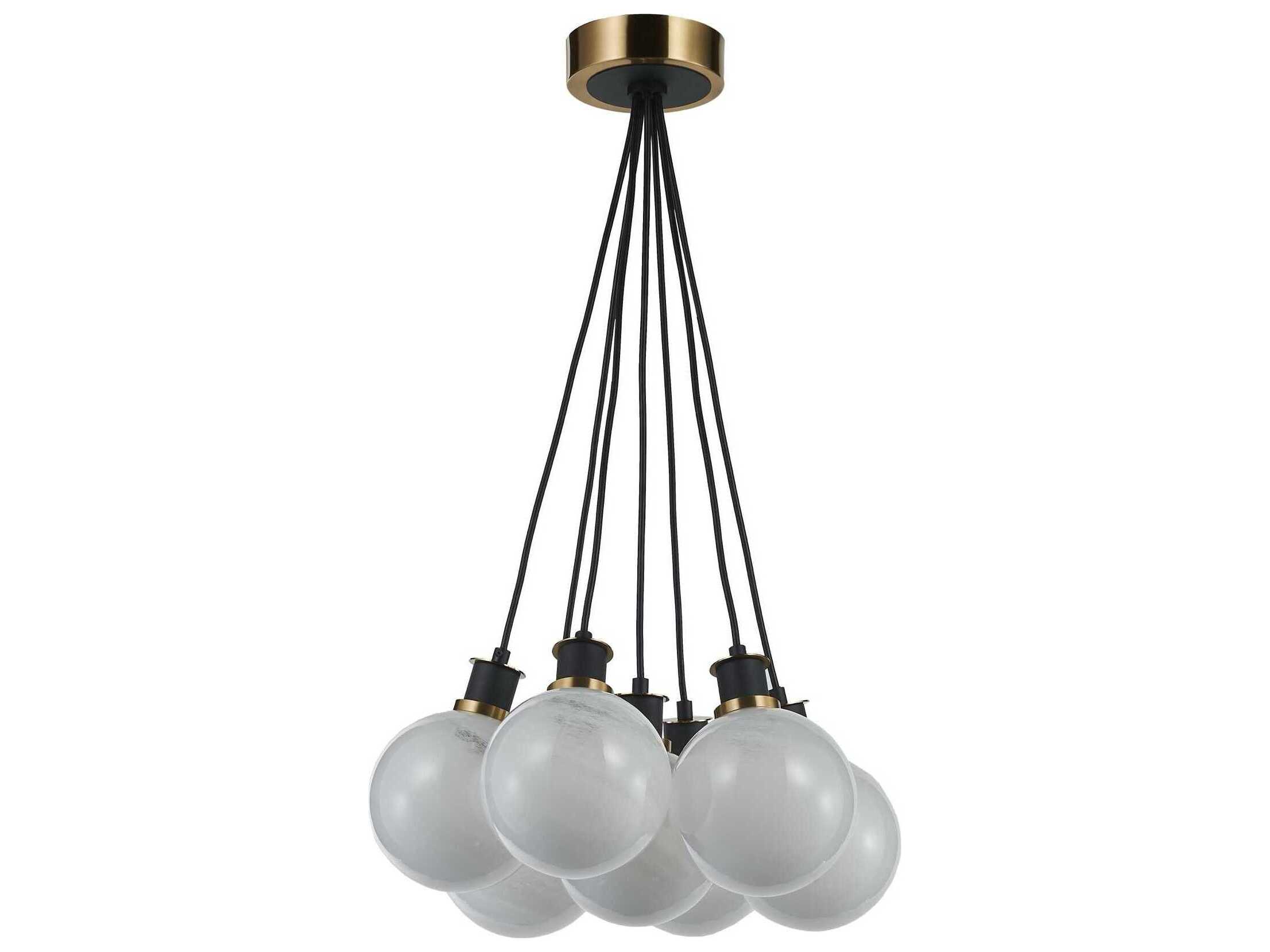 Artcraft Gem 7-Light Black Brushed Brass Globe Pendant