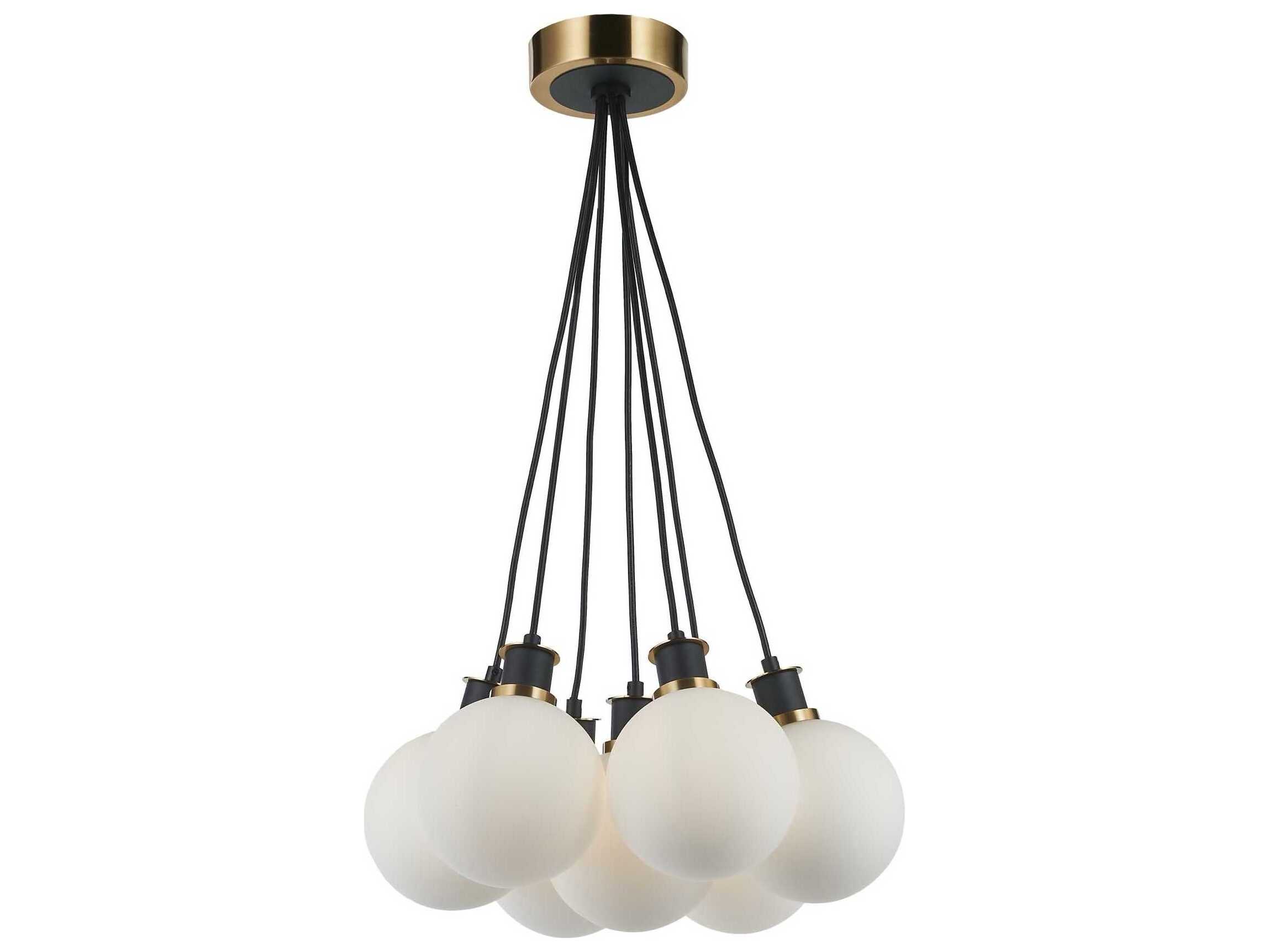 Artcraft Gem 7-Light Black Brushed Brass Globe Pendant