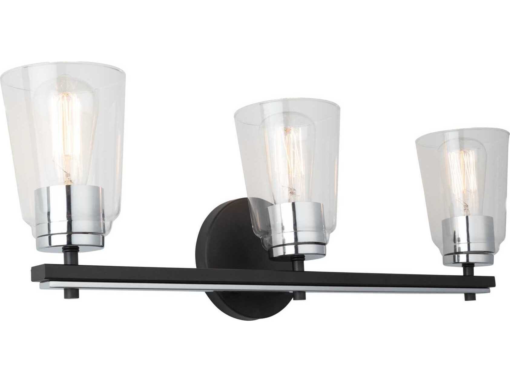Artcraft Essex 3-Light Black Chrome Vanity Light