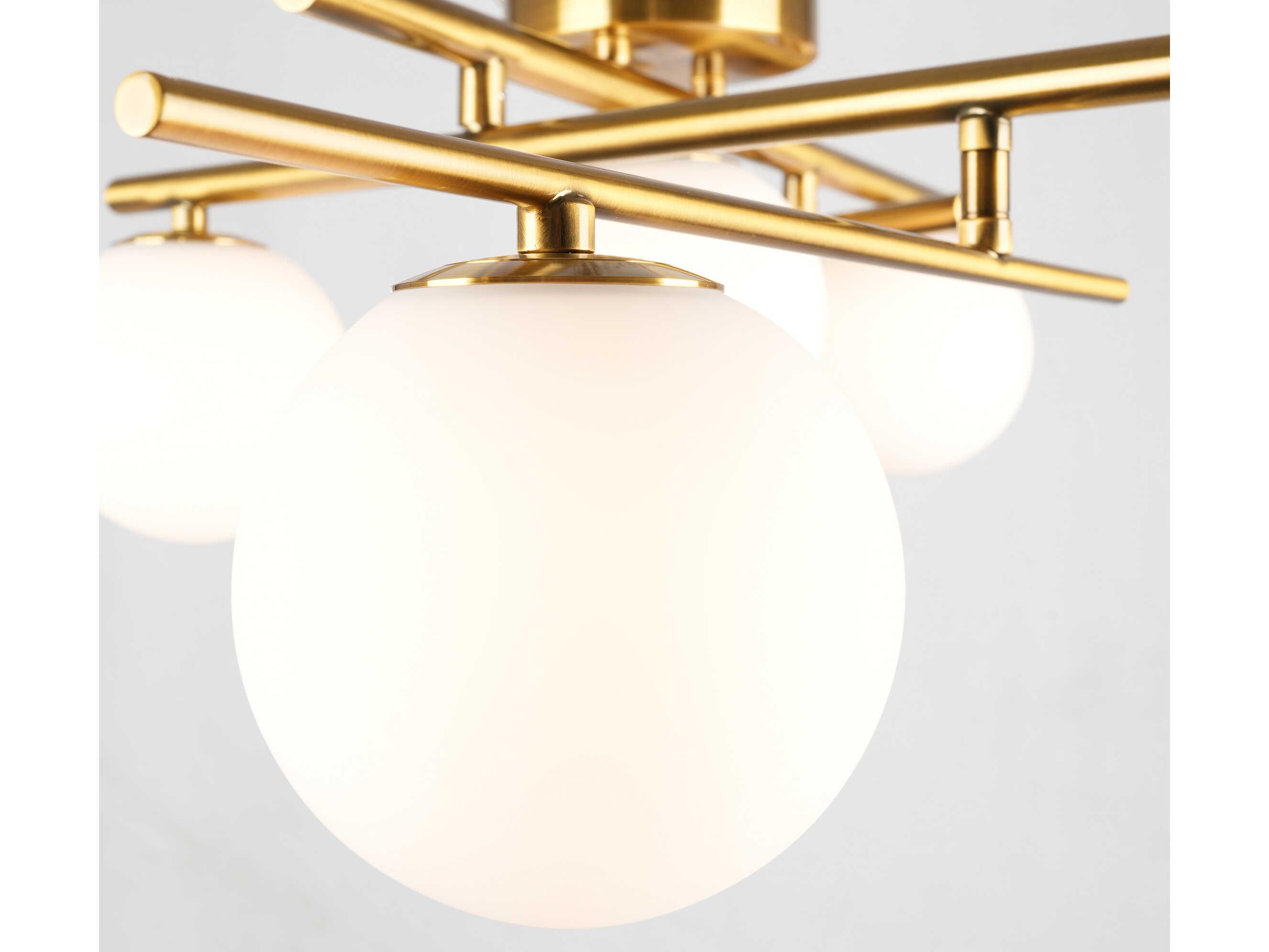 Artcraft Modena 5-Light Plated Brushed Brass Globe Semi Flush Mount