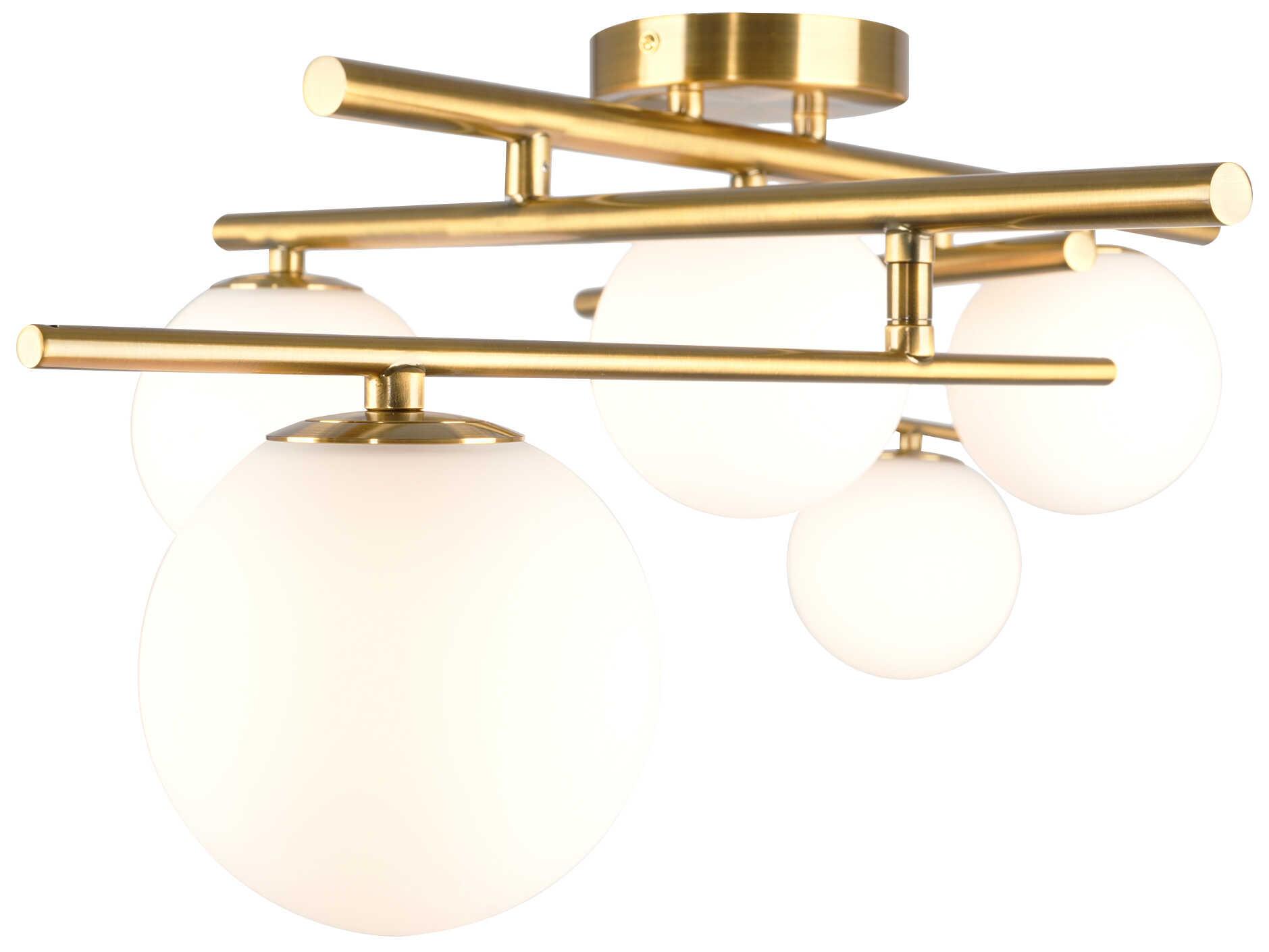 Artcraft Modena 5-Light Plated Brushed Brass Globe Semi Flush Mount