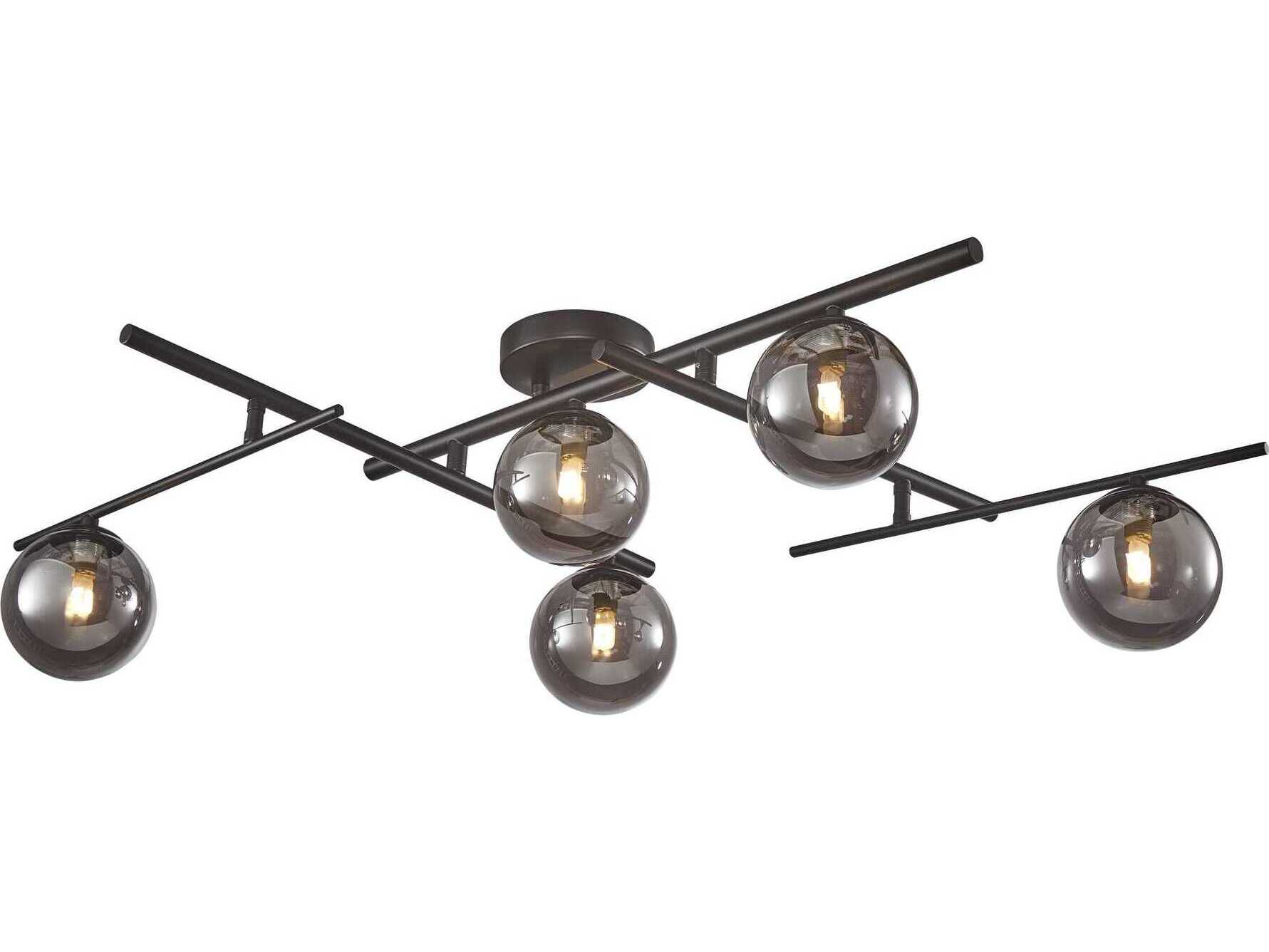 Artcraft Modena 5-Light Black Globe Semi Flush Mount