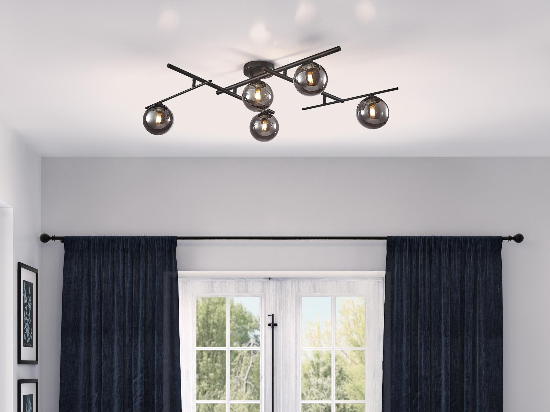 Artcraft Modena 5-Light Black Globe Semi Flush Mount