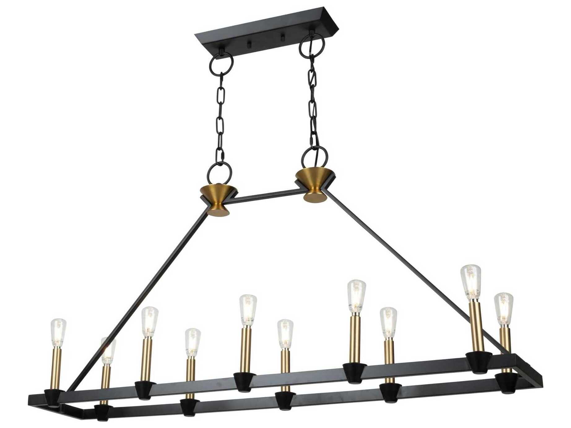 Artcraft Notting Hill 10-Light Black Brushed Brass Island Pendant