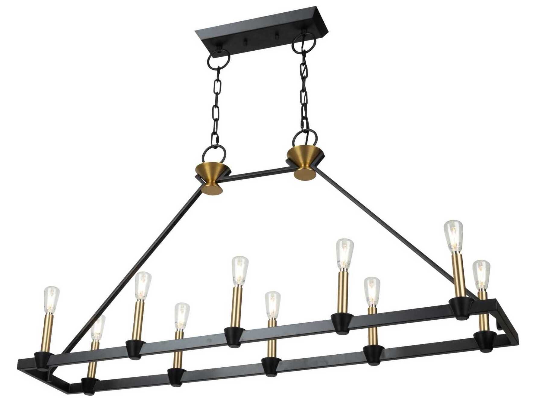 Artcraft Notting Hill 10-Light Black Brushed Brass Island Pendant