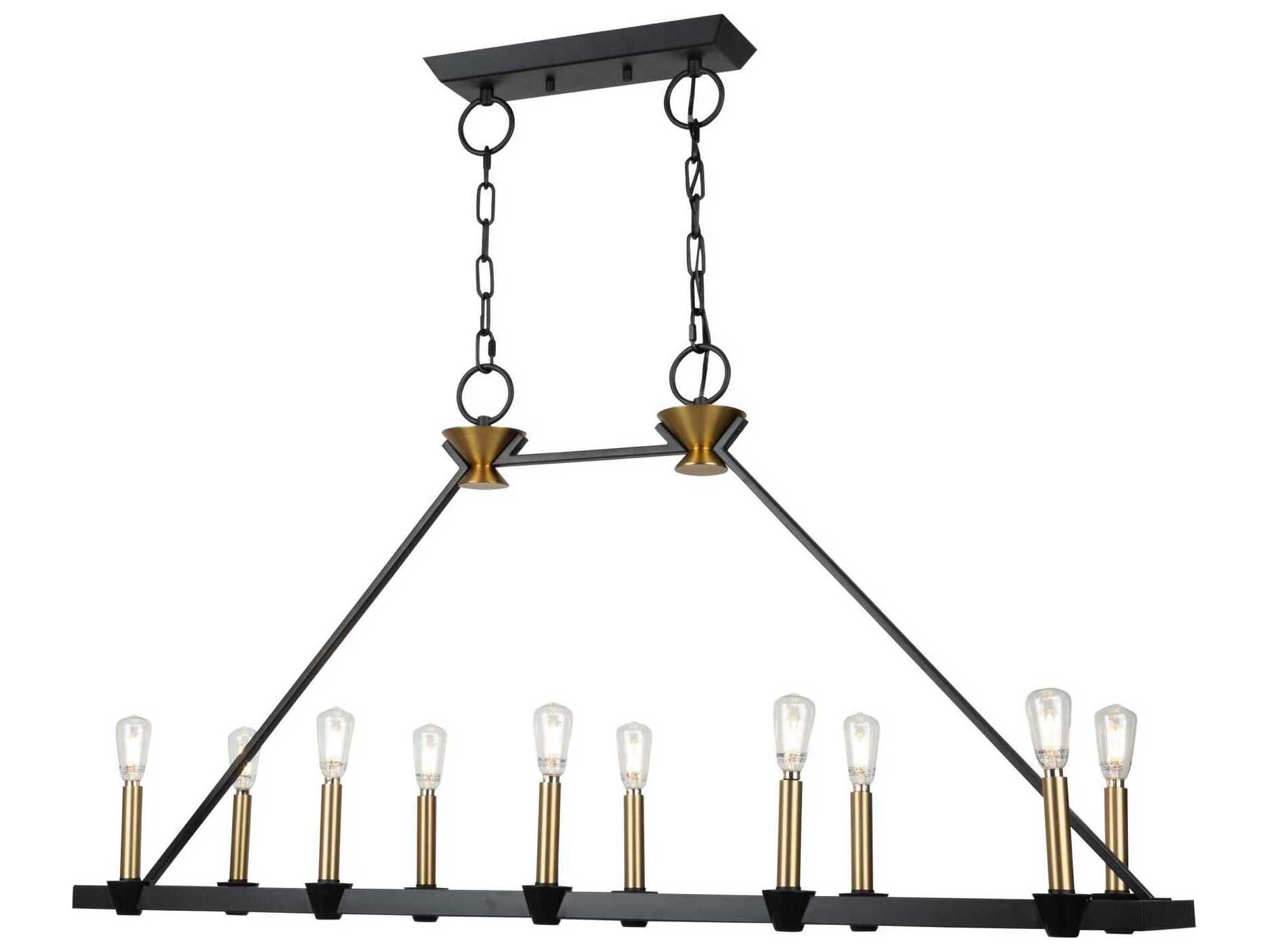 Artcraft Notting Hill 10-Light Black Brushed Brass Island Pendant
