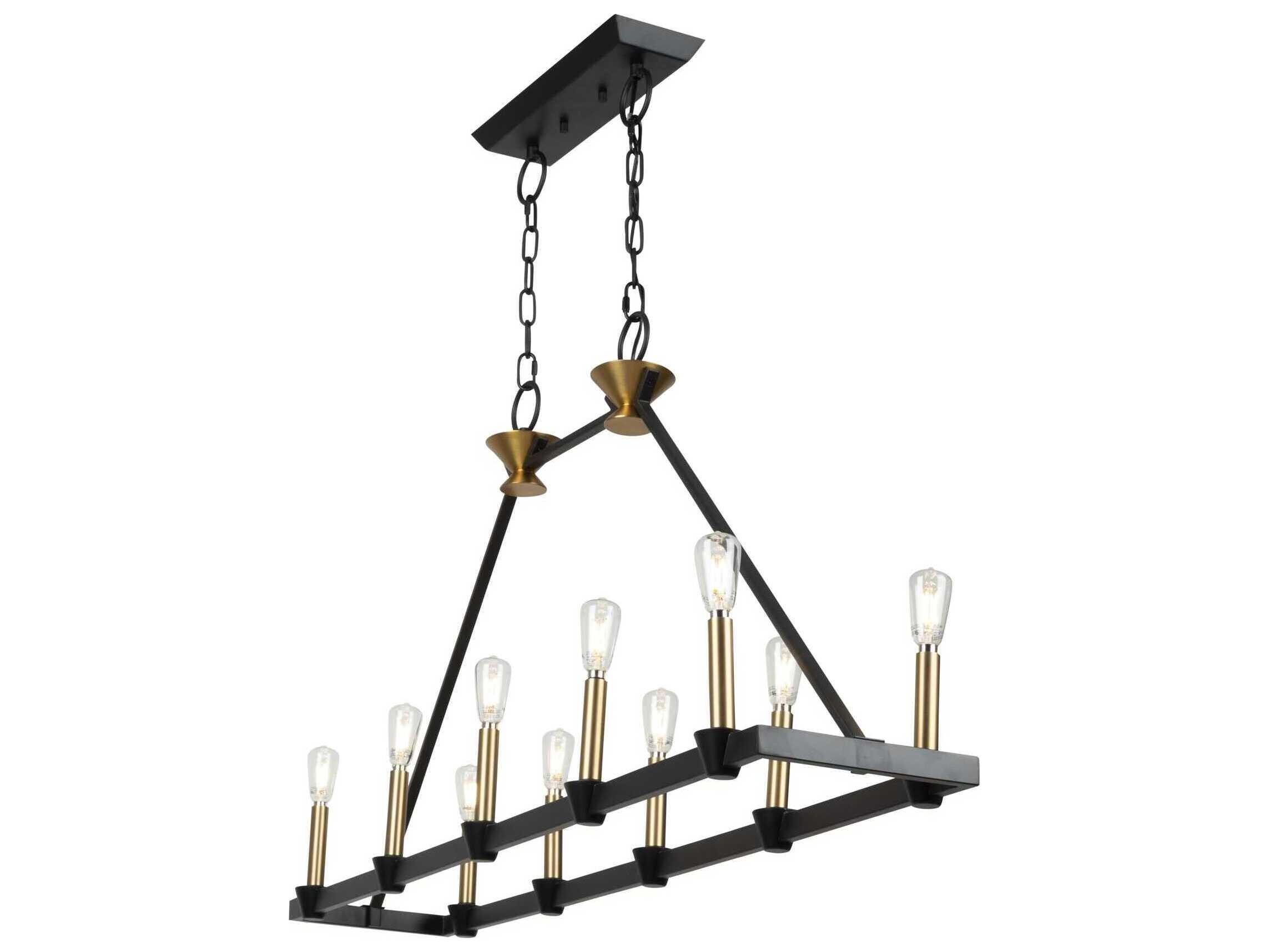 Artcraft Notting Hill 10-Light Black Brushed Brass Island Pendant