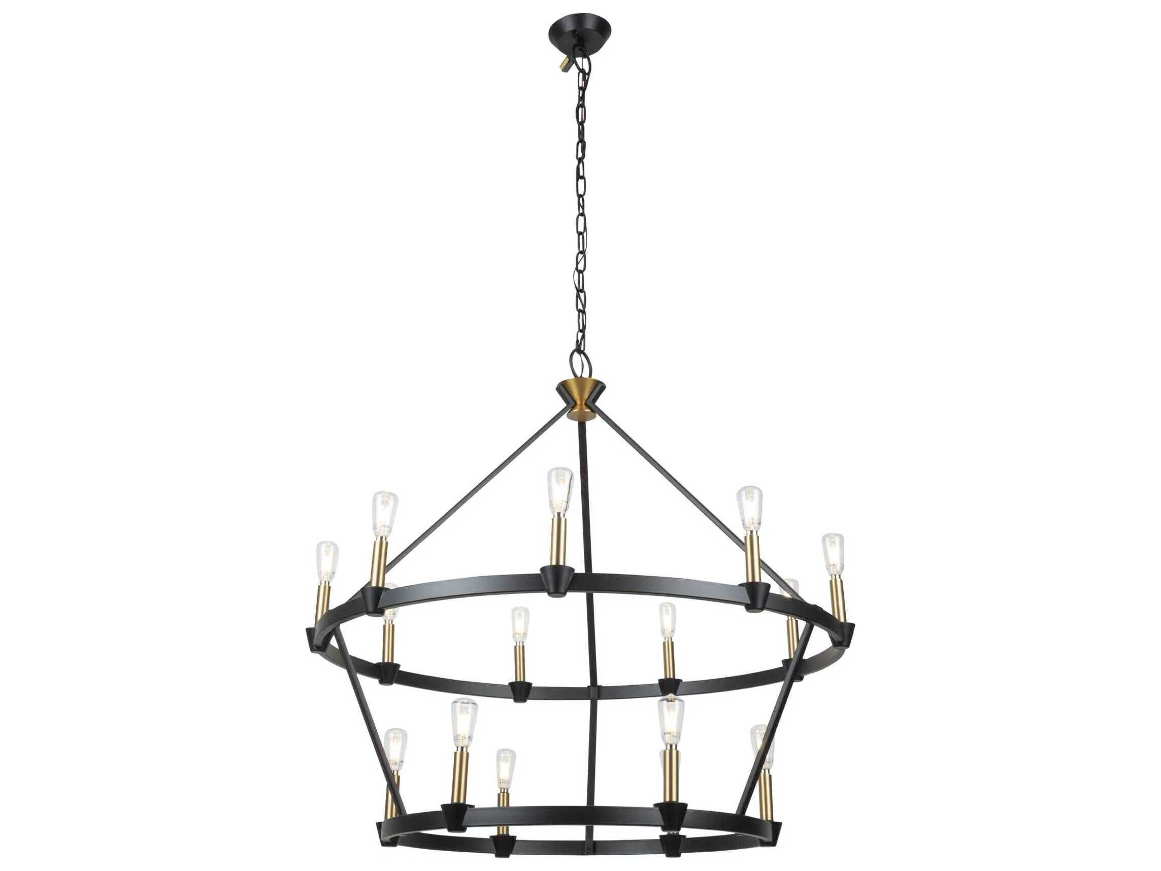 Artcraft Notting Hill 15-Light Black Brushed Brass Tiered Chandelier