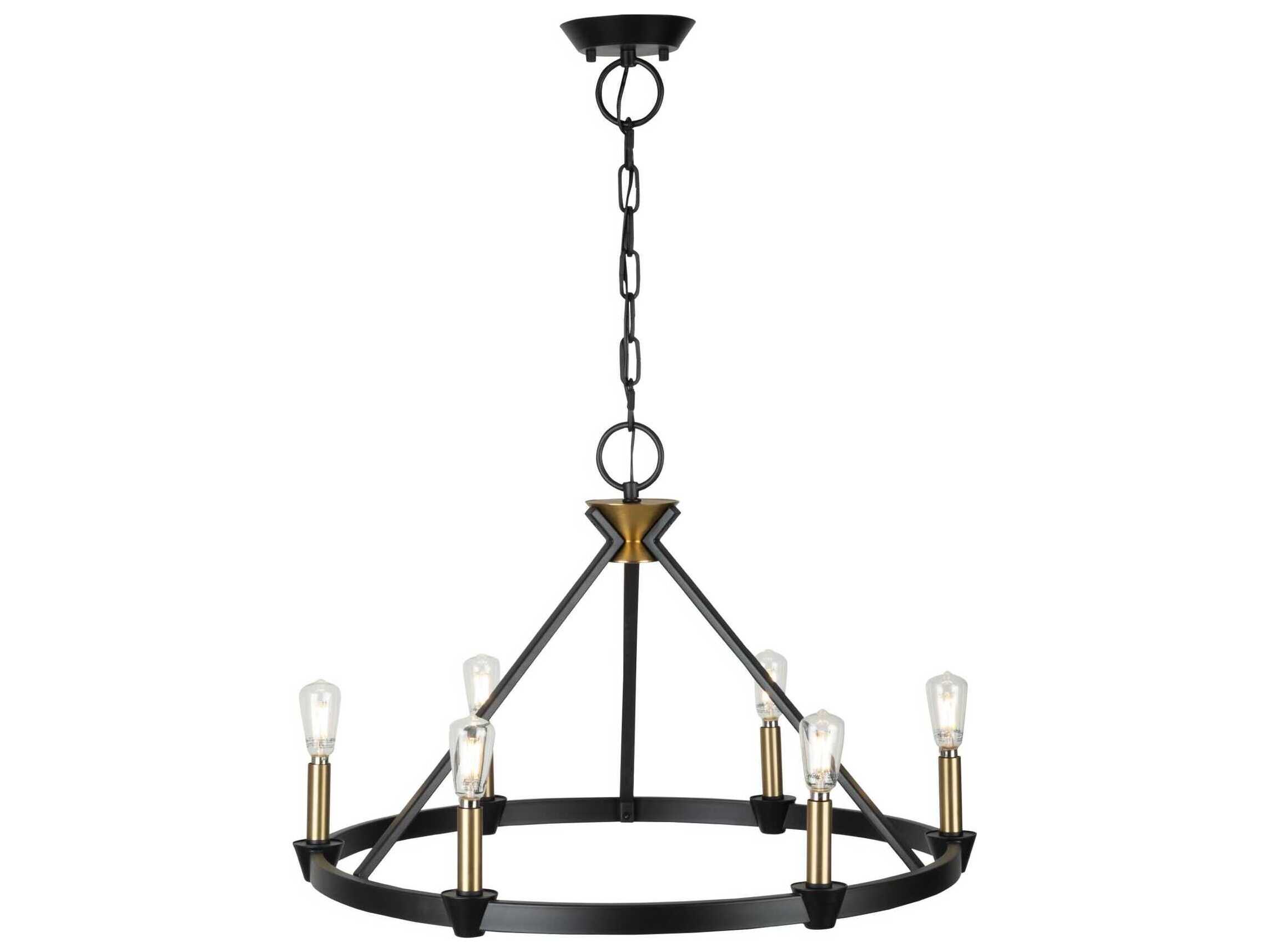 Artcraft Notting Hill 6-Light Black Brushed Brass Chandelier