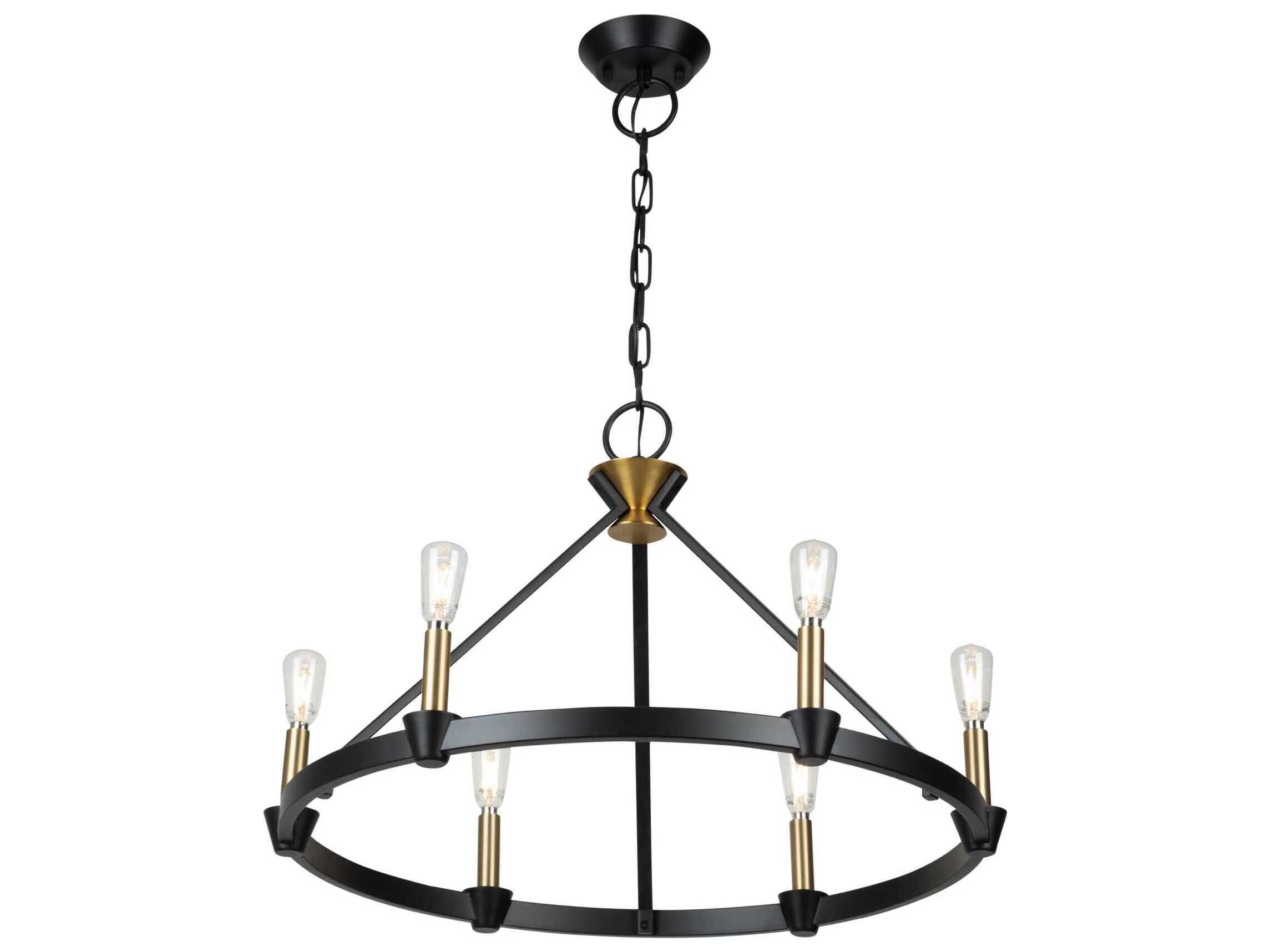 Artcraft Notting Hill 6-Light Black Brushed Brass Chandelier
