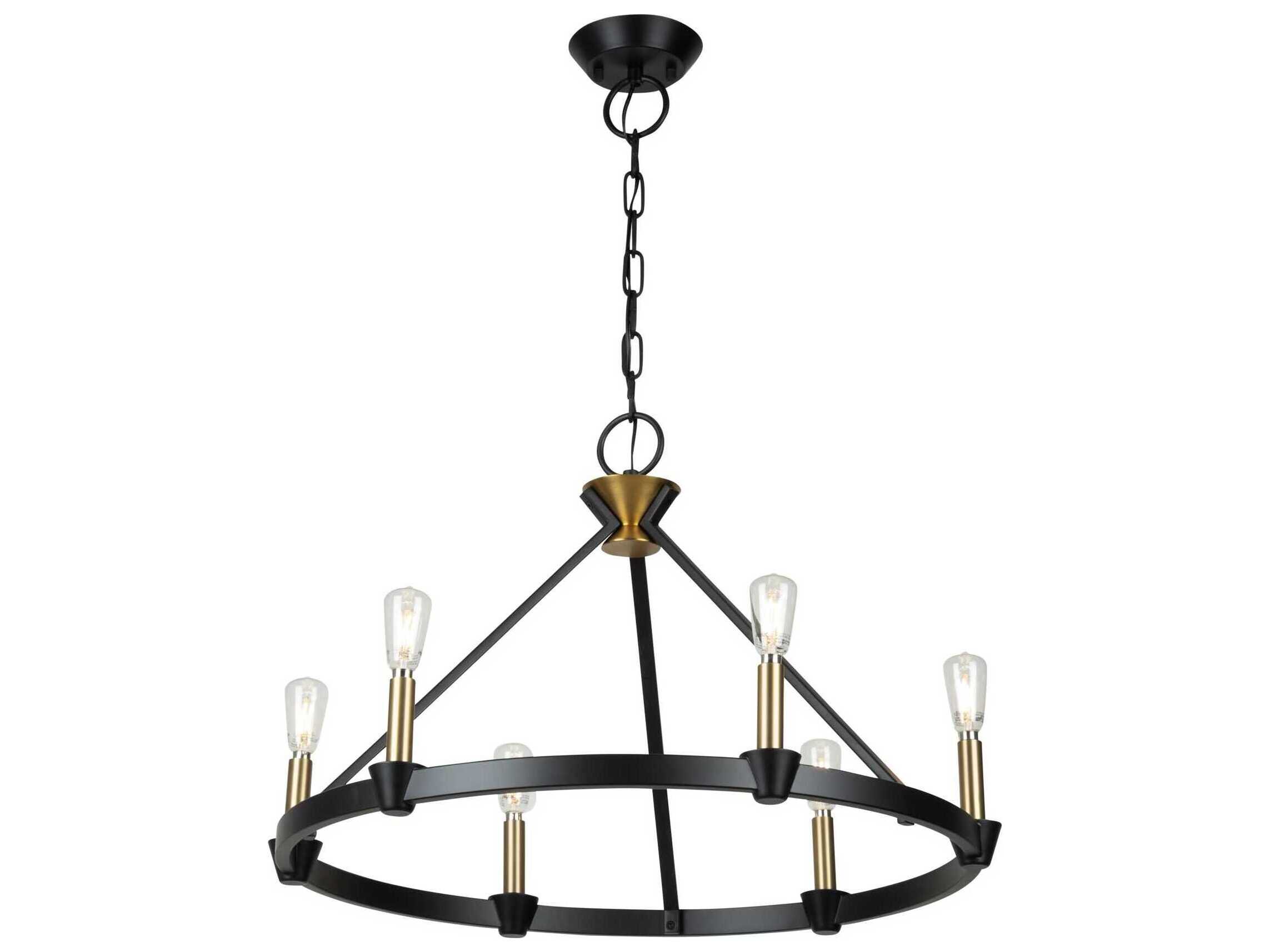 Artcraft Notting Hill 6-Light Black Brushed Brass Chandelier