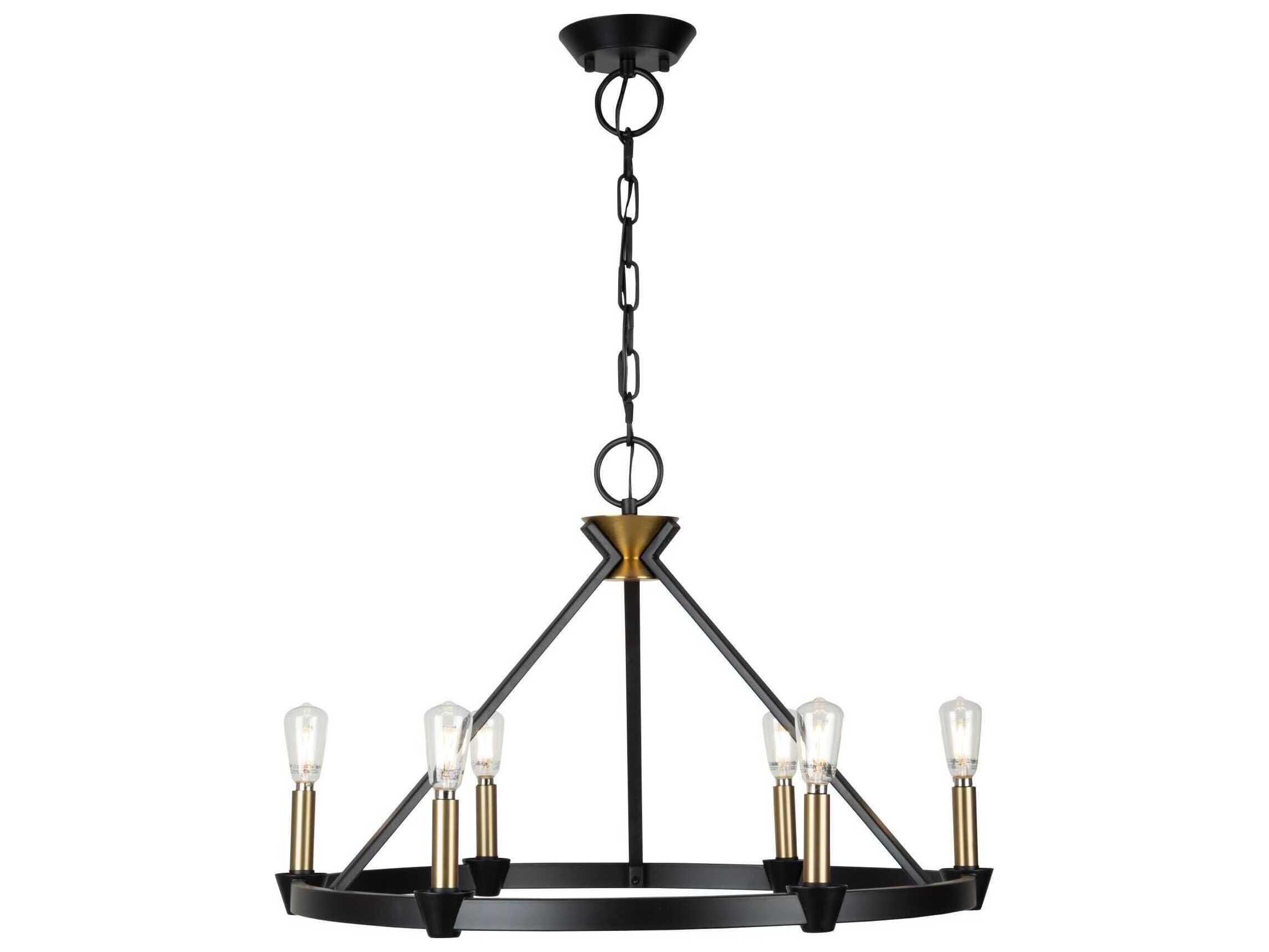 Artcraft Notting Hill 6-Light Black Brushed Brass Chandelier