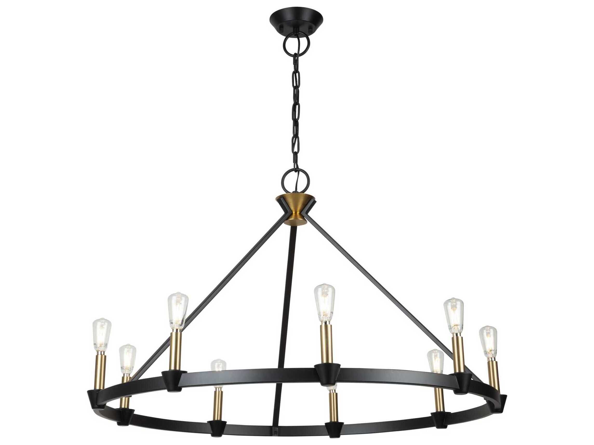 Artcraft Notting Hill 9-Light Black Brushed Brass Chandelier