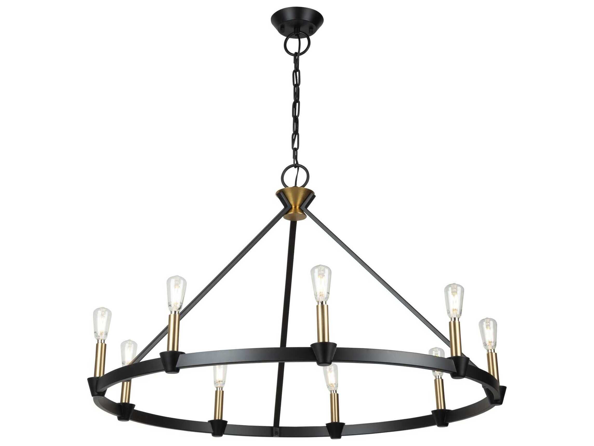Artcraft Notting Hill 9-Light Black Brushed Brass Chandelier