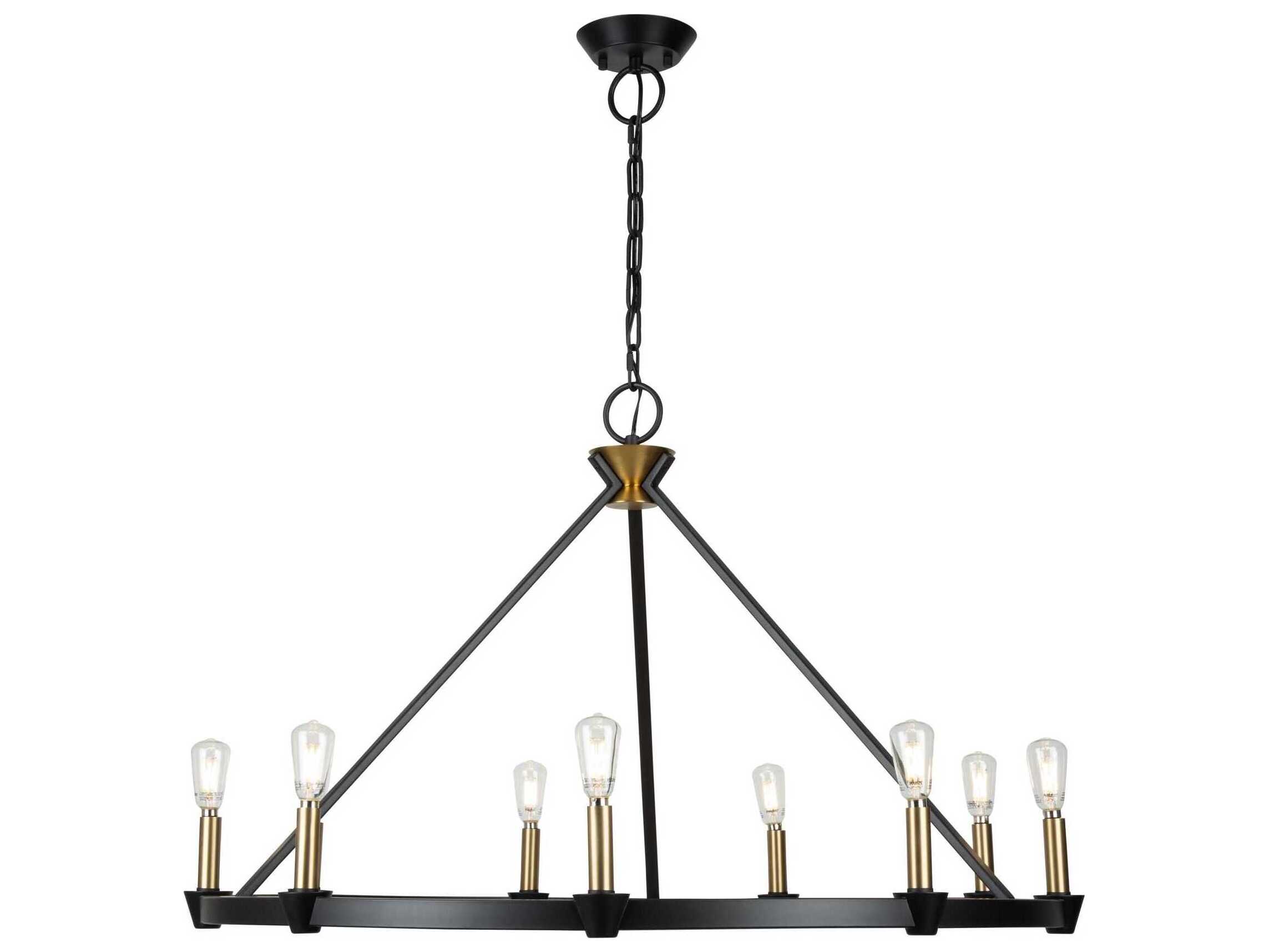 Artcraft Notting Hill 9-Light Black Brushed Brass Chandelier