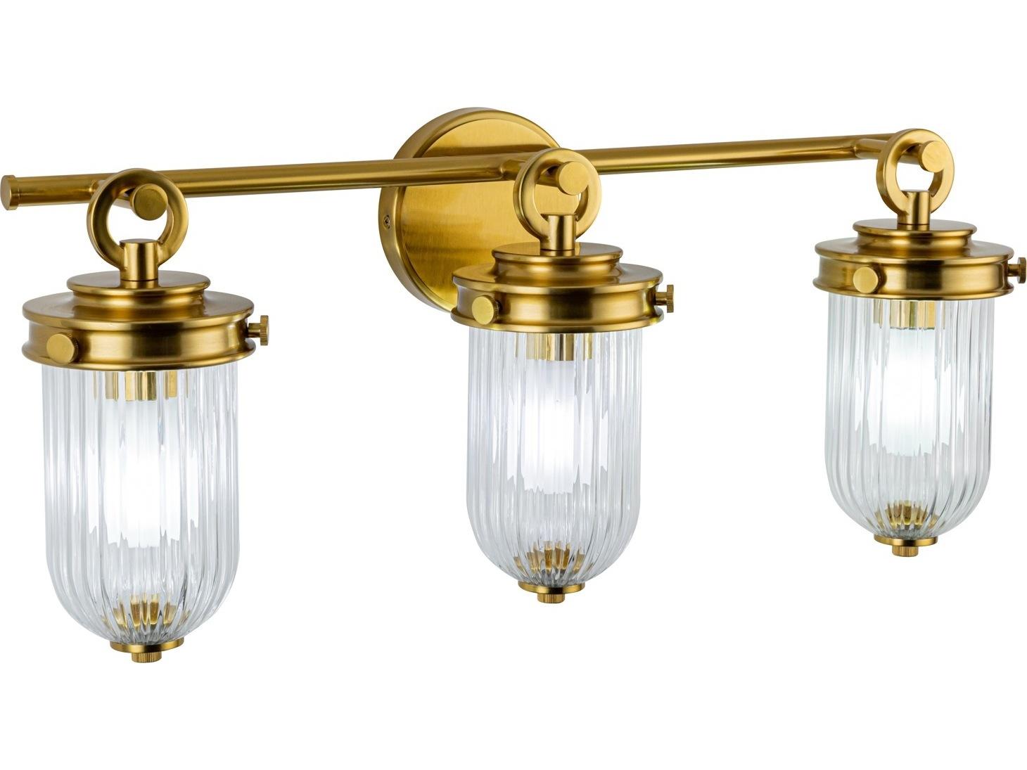 Artcraft Myla 3-Light Vintage Brass Vanity Light