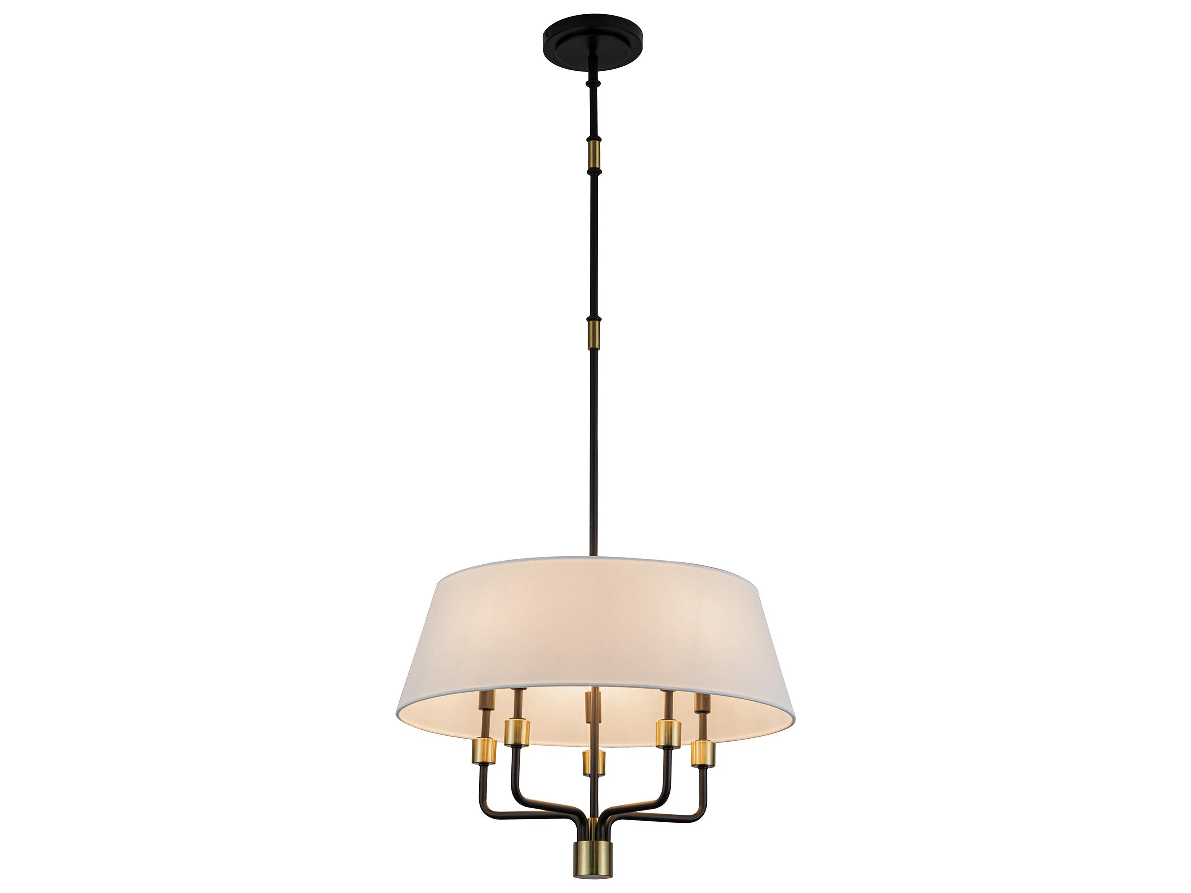 Artcraft Providence 5-Light Black Brushed Brass Drum Pendant