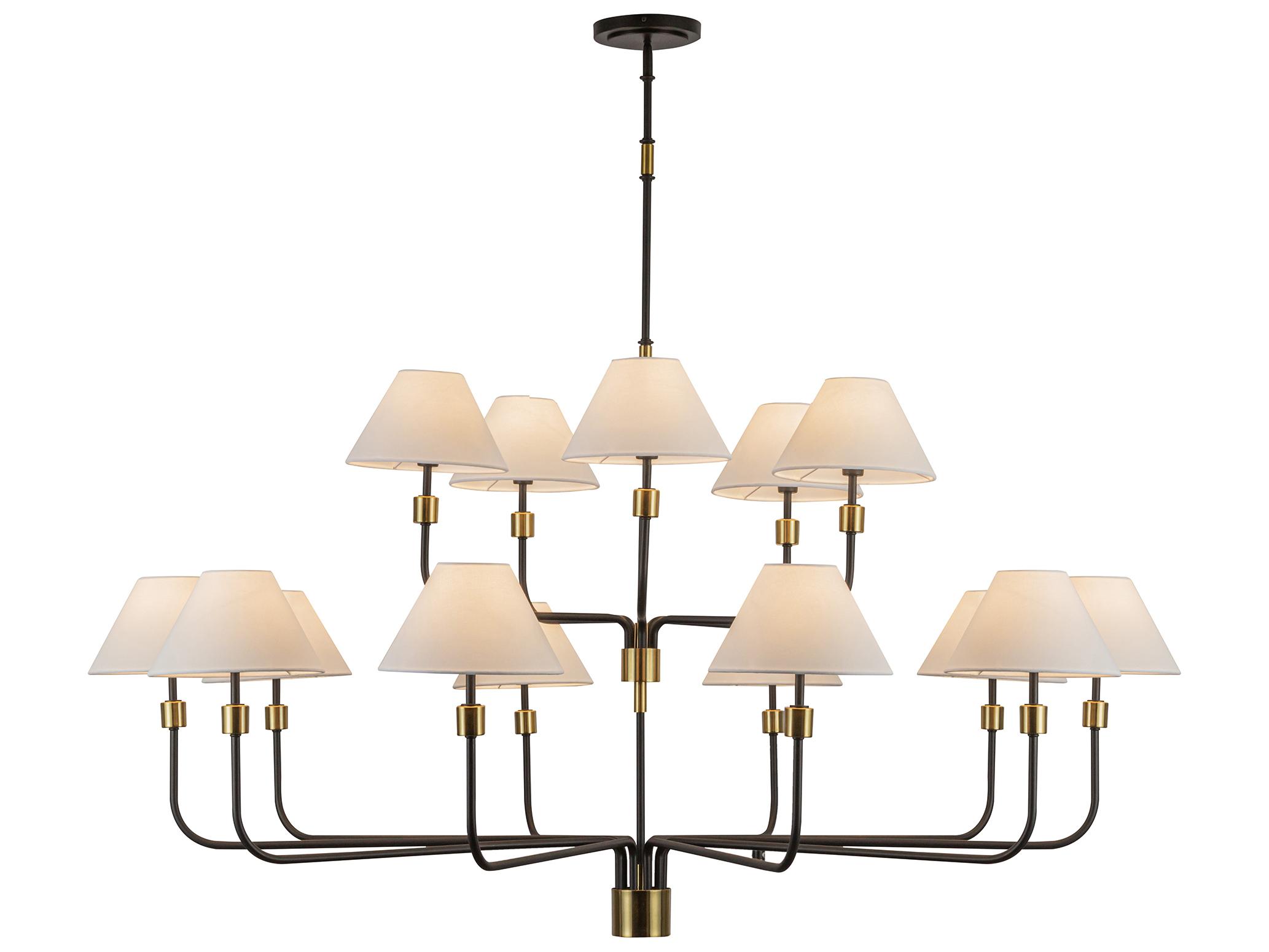 Artcraft Providence 15-Light Black Brushed Brass Candelabra Empire Chandelier
