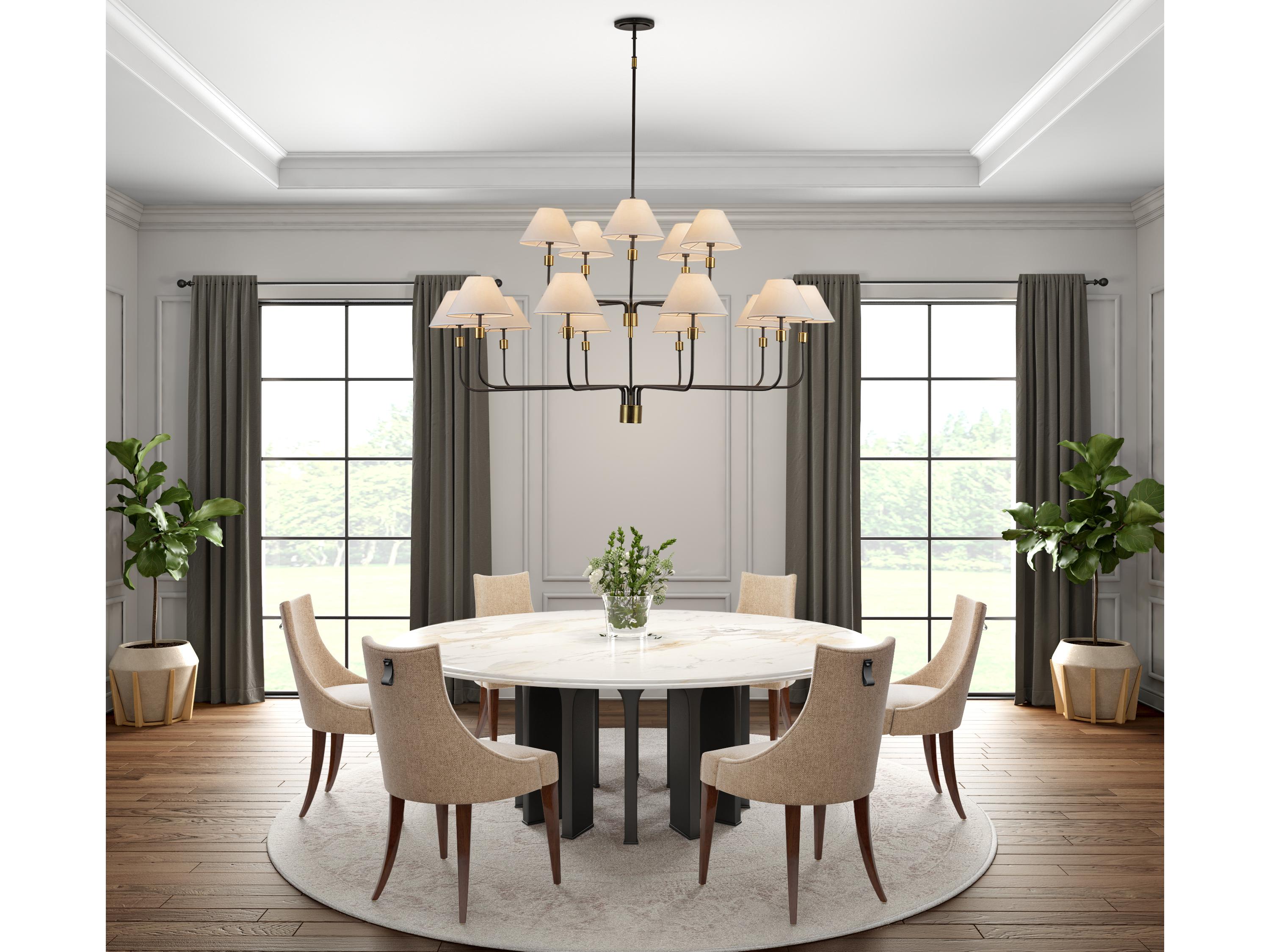 Artcraft Providence 15-Light Black Brushed Brass Candelabra Empire Chandelier