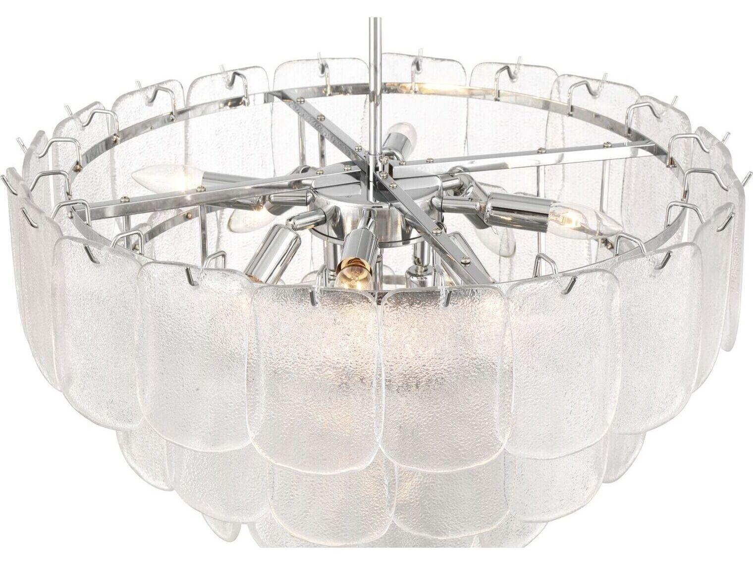 Artcraft Bianca 12 - Light Polished Nickel Off White Tiered Chandelier