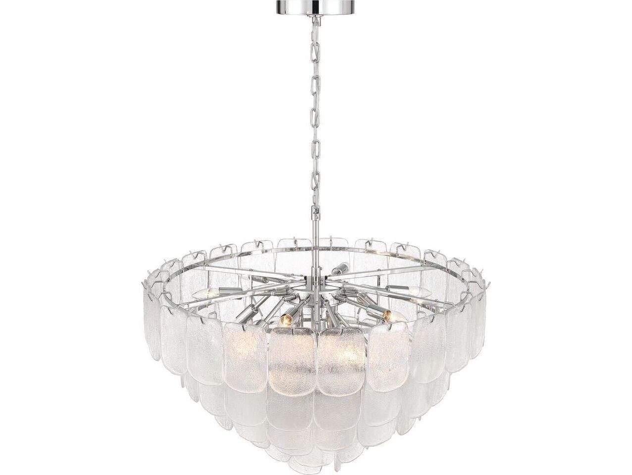 Artcraft Bianca 19 - Light Polished Nickel Off White Tiered Chandelier
