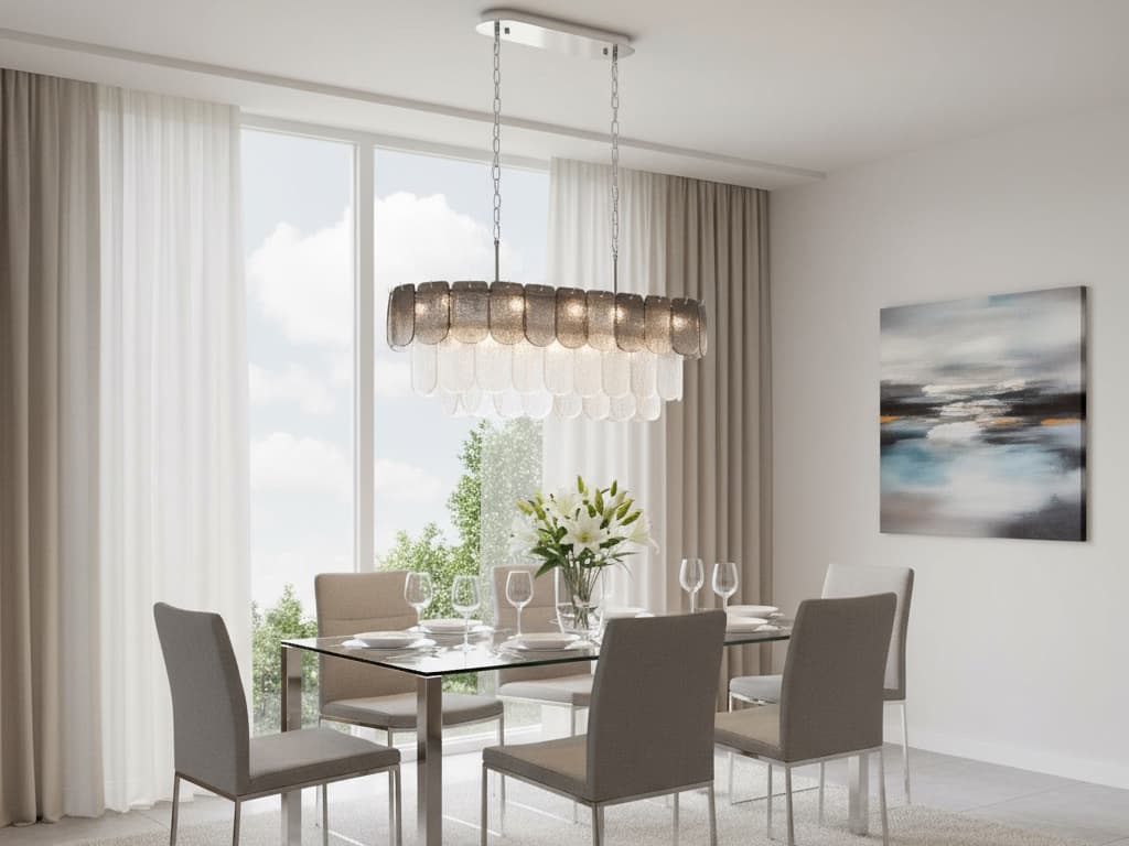 Artcraft Bianca 12-Light Polished Nickel Crystalline Smoke Linear Island Pendant