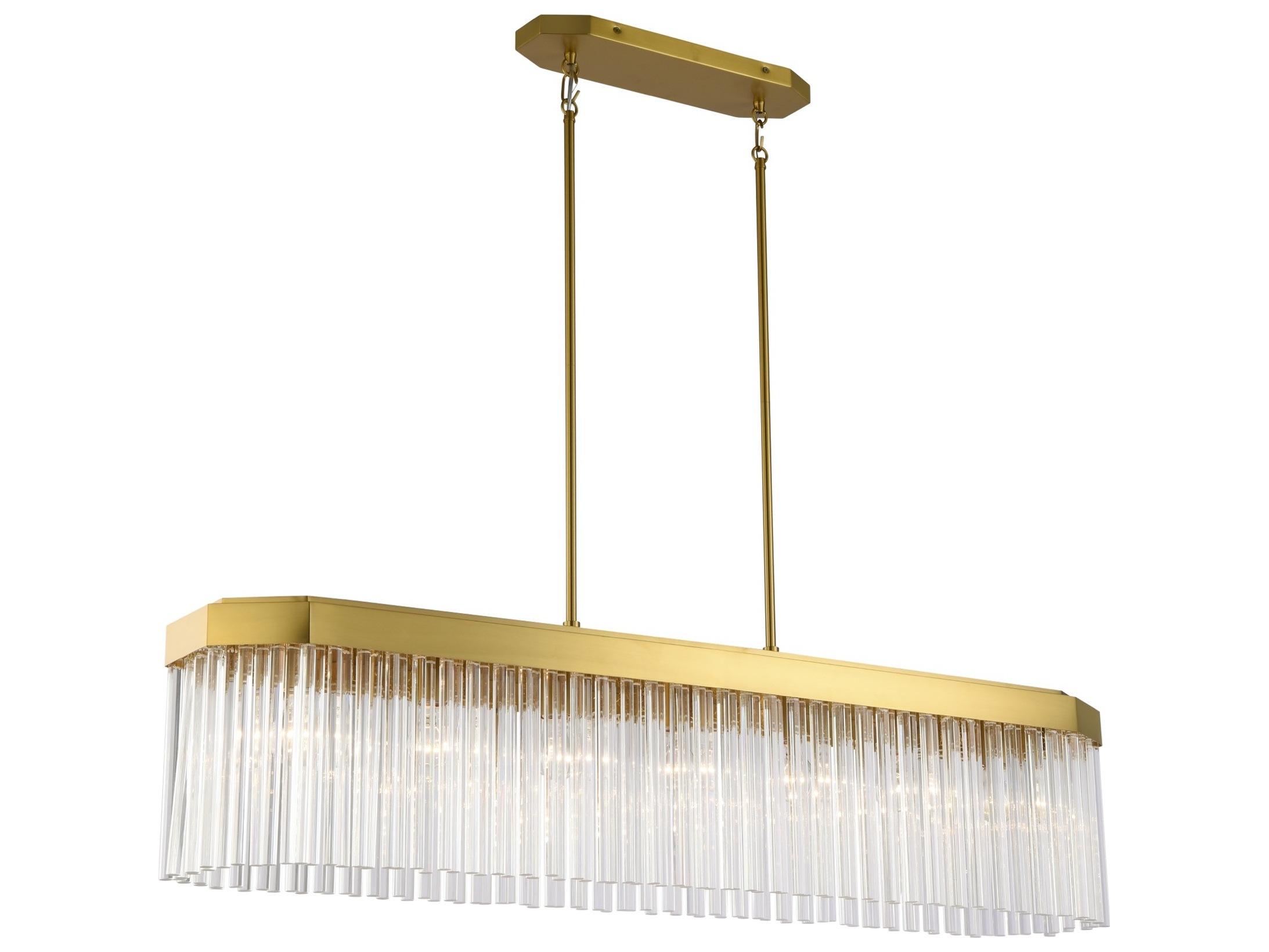 Artcraft Emma 7-Light Brushed Brass Linear Island Pendant