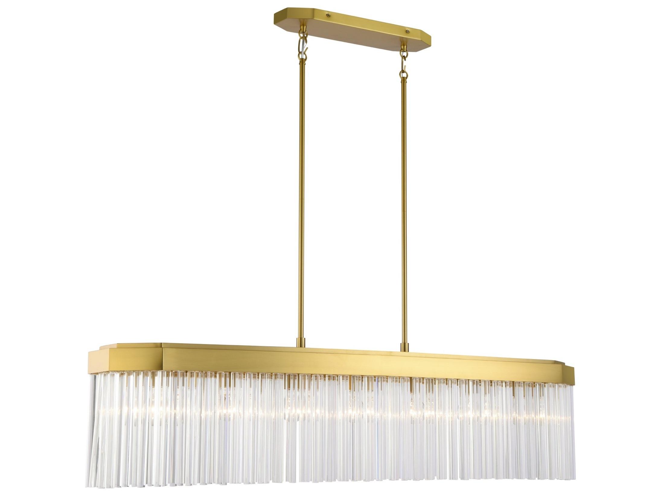 Artcraft Emma 7-Light Brushed Brass Linear Island Pendant