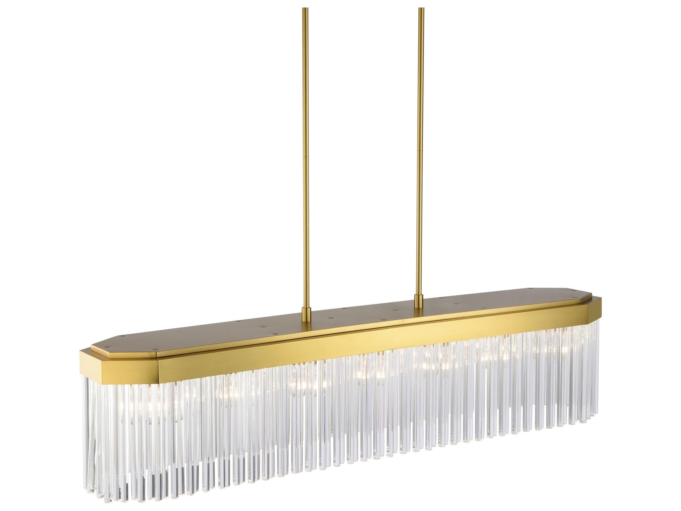 Artcraft Emma 7-Light Brushed Brass Linear Island Pendant