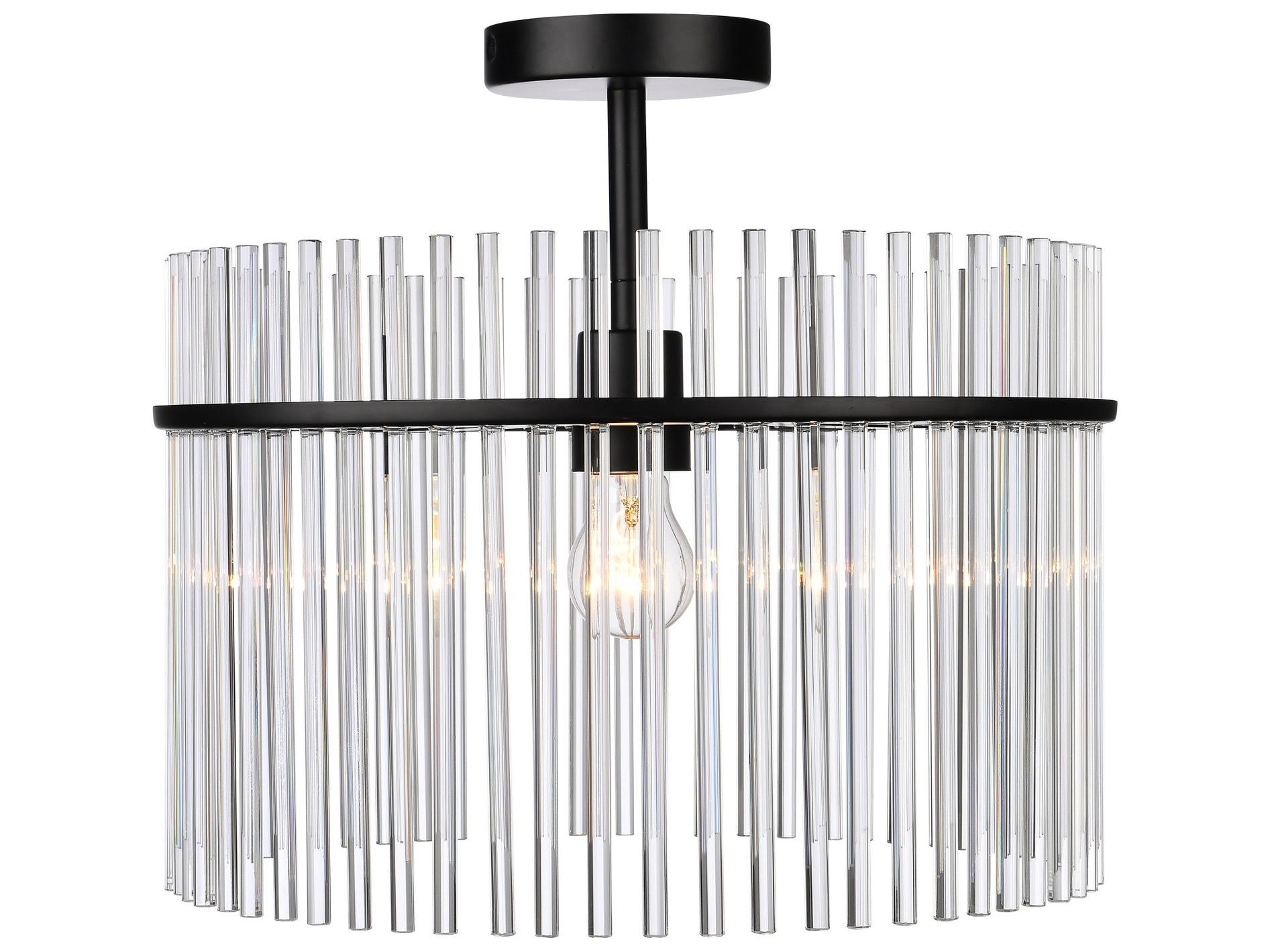 Artcraft Ava 1-Light Black Semi Flush Mount