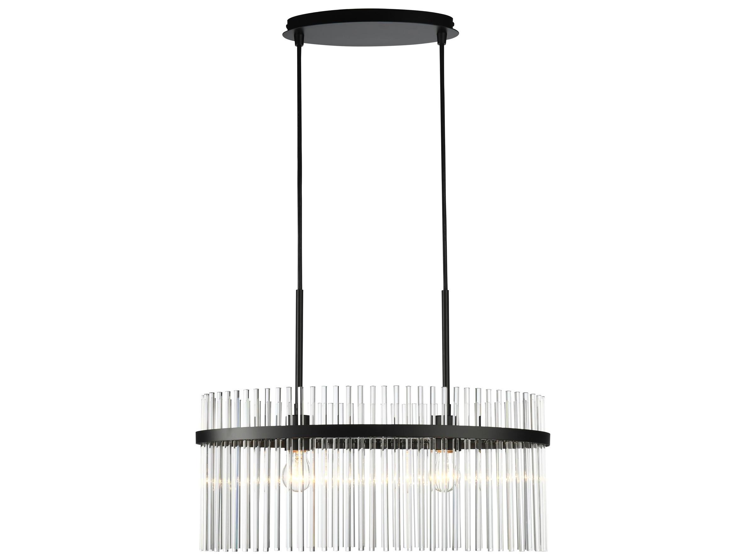 Artcraft Ava 2-Light Black Drum Round Island Pendant