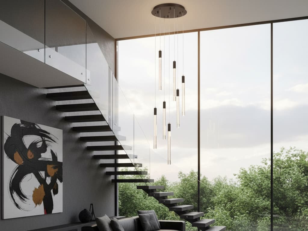 Artcraft Celine 7-Light Black Cylinder Pendant