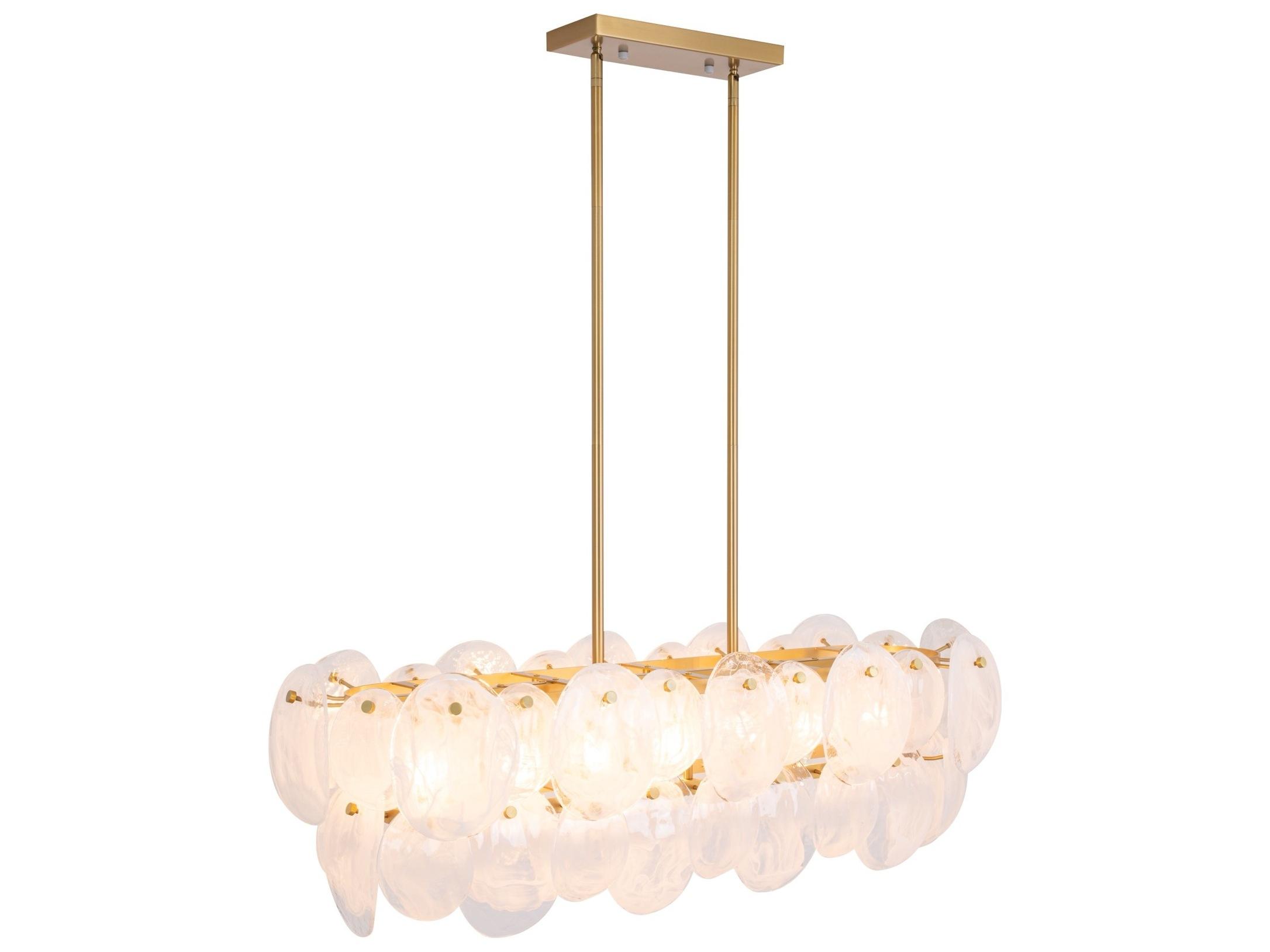 Artcraft Lily 7-Light Brushed Brass Linear Island Pendant