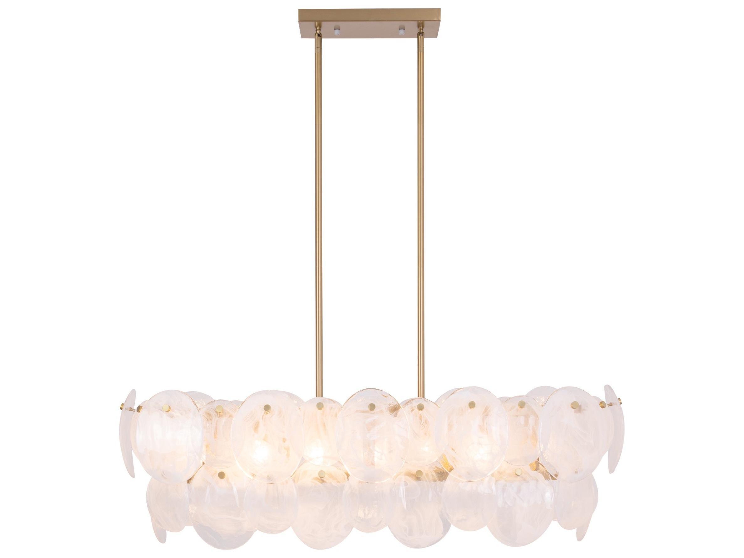 Artcraft Lily 7-Light Brushed Brass Linear Island Pendant