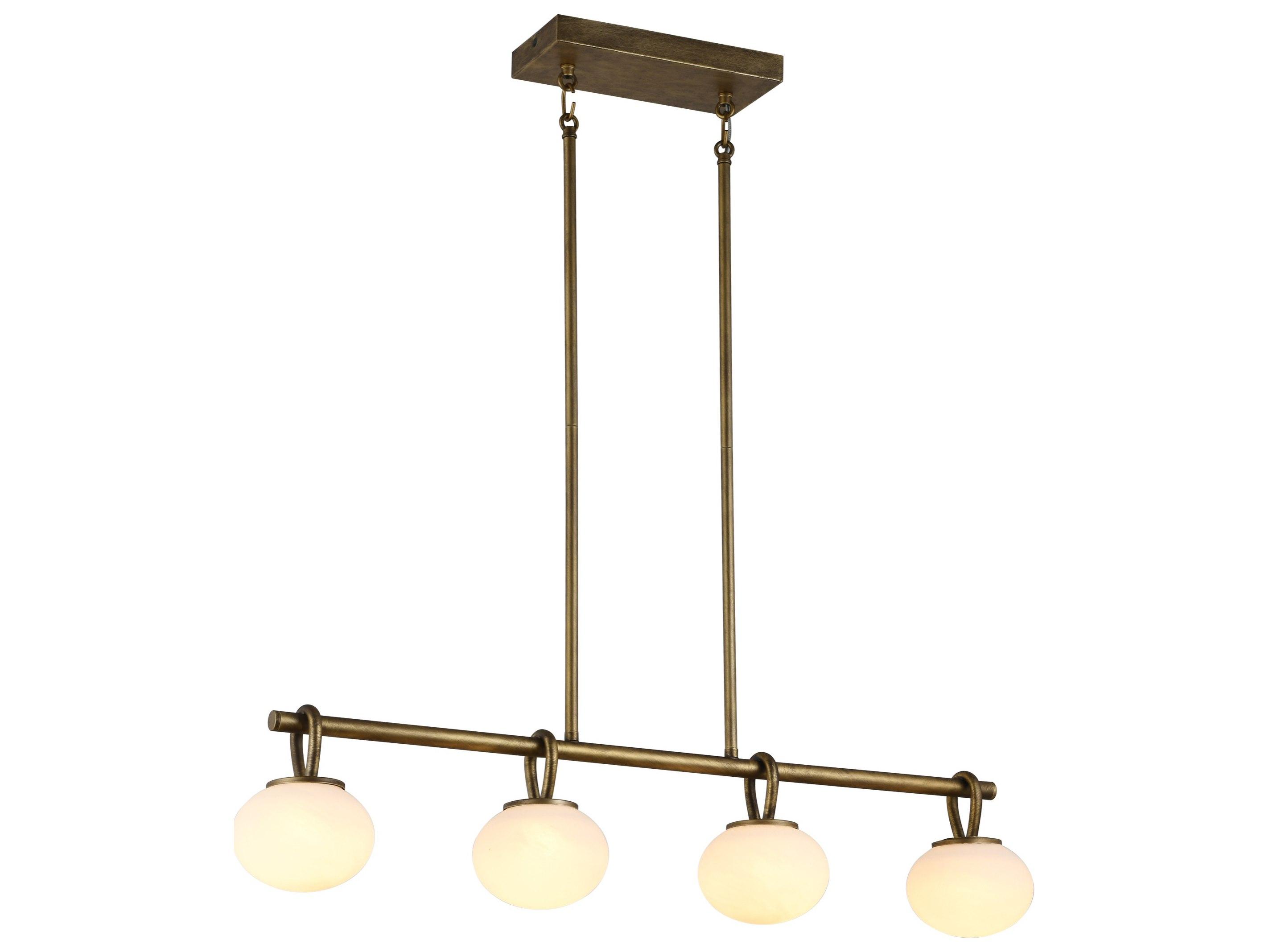 Artcraft Velora 4-Light Legacy Brass Globe Linear Island Pendant