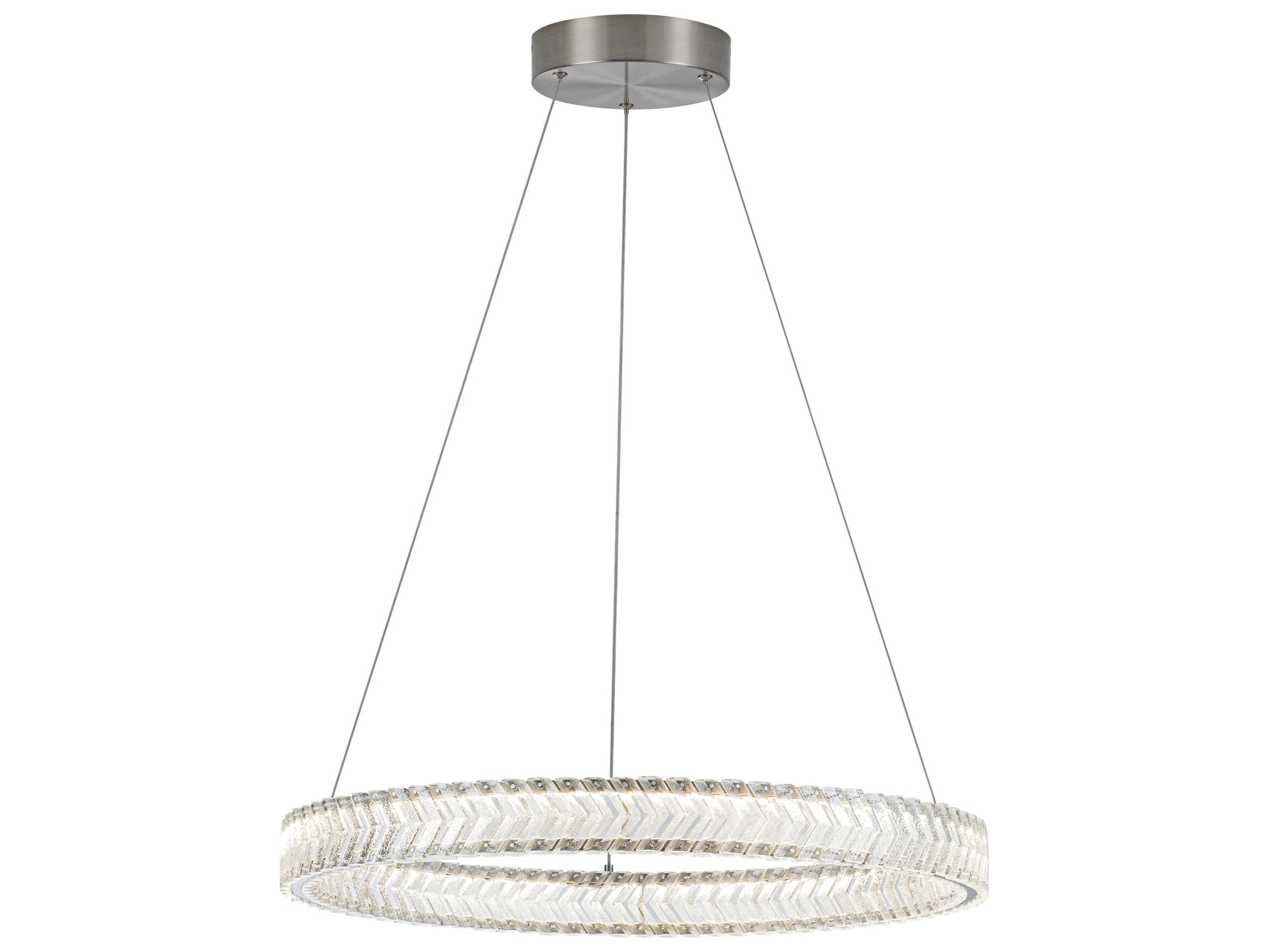 Artcraft Chevron Brushed Nickel Round Pendant