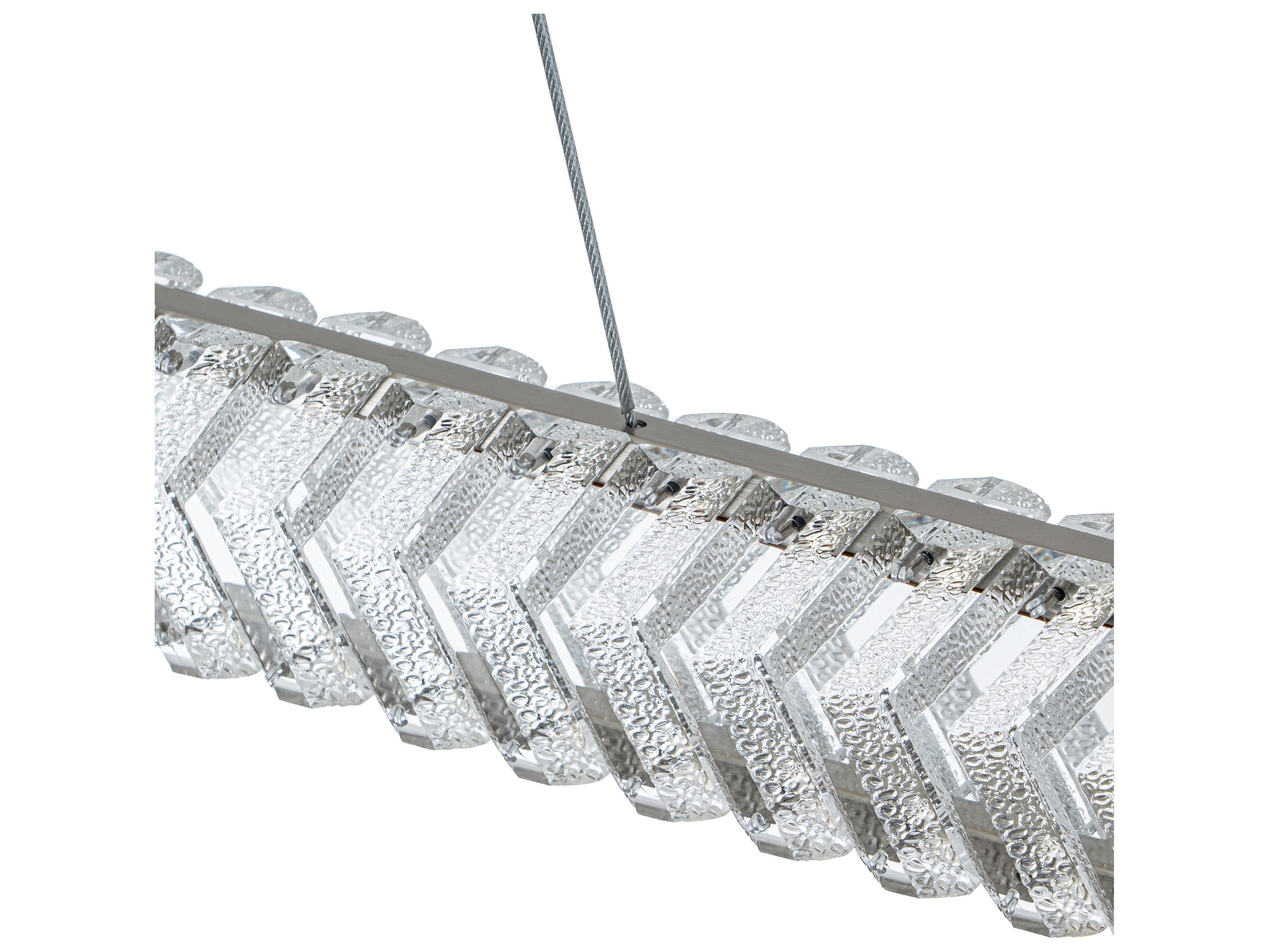 Artcraft Chevron Brushed Nickel Linear Island Pendant