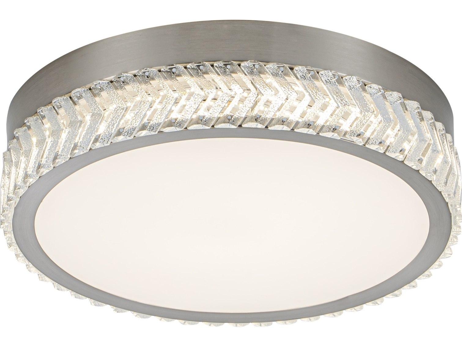 Artcraft Chevron Brushed Nickel Round Flush Mount