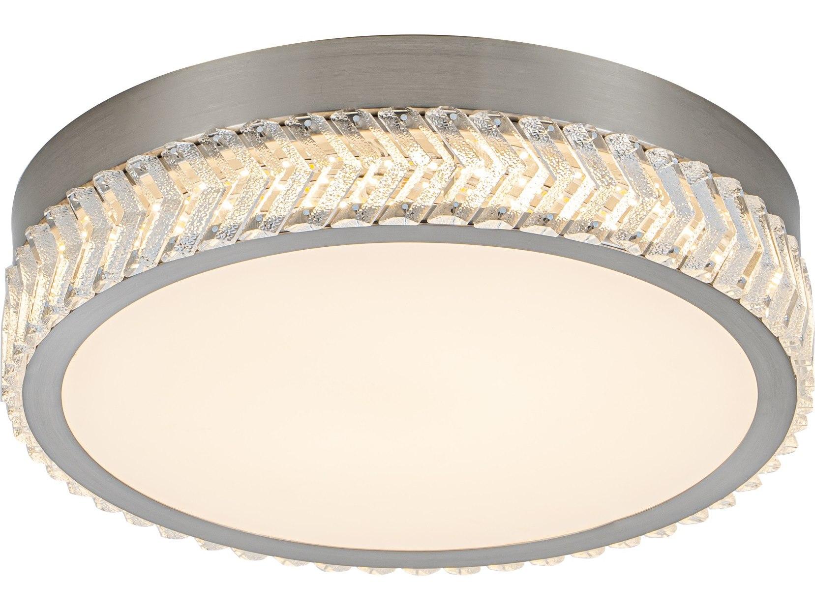 Artcraft Chevron Brushed Nickel Round Flush Mount