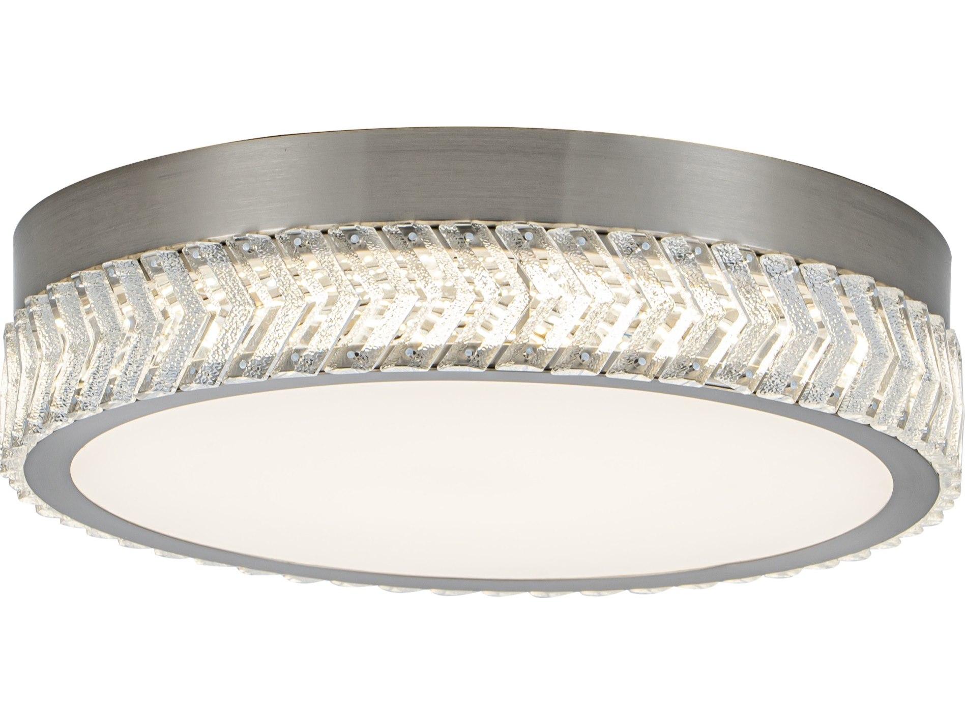Artcraft Chevron Brushed Nickel Round Flush Mount