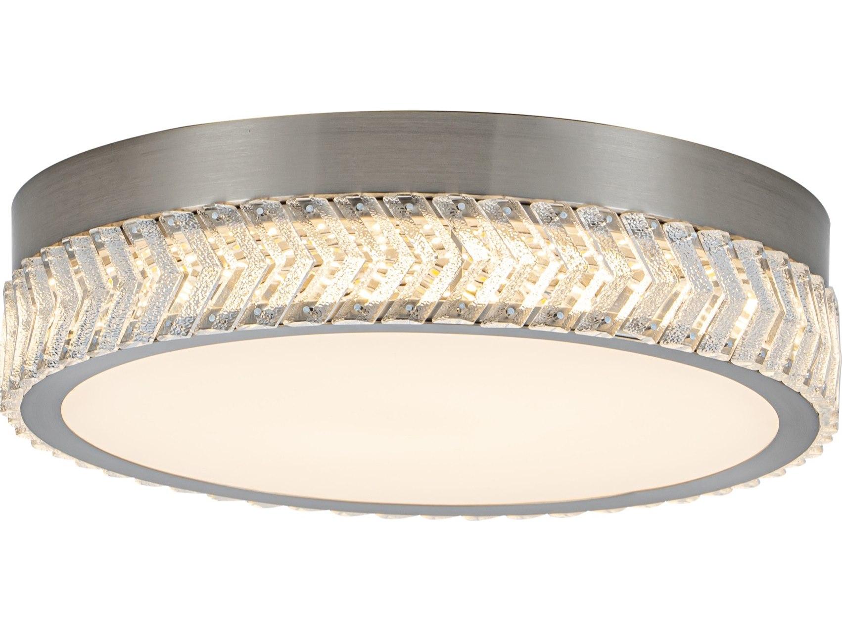 Artcraft Chevron Brushed Nickel Round Flush Mount