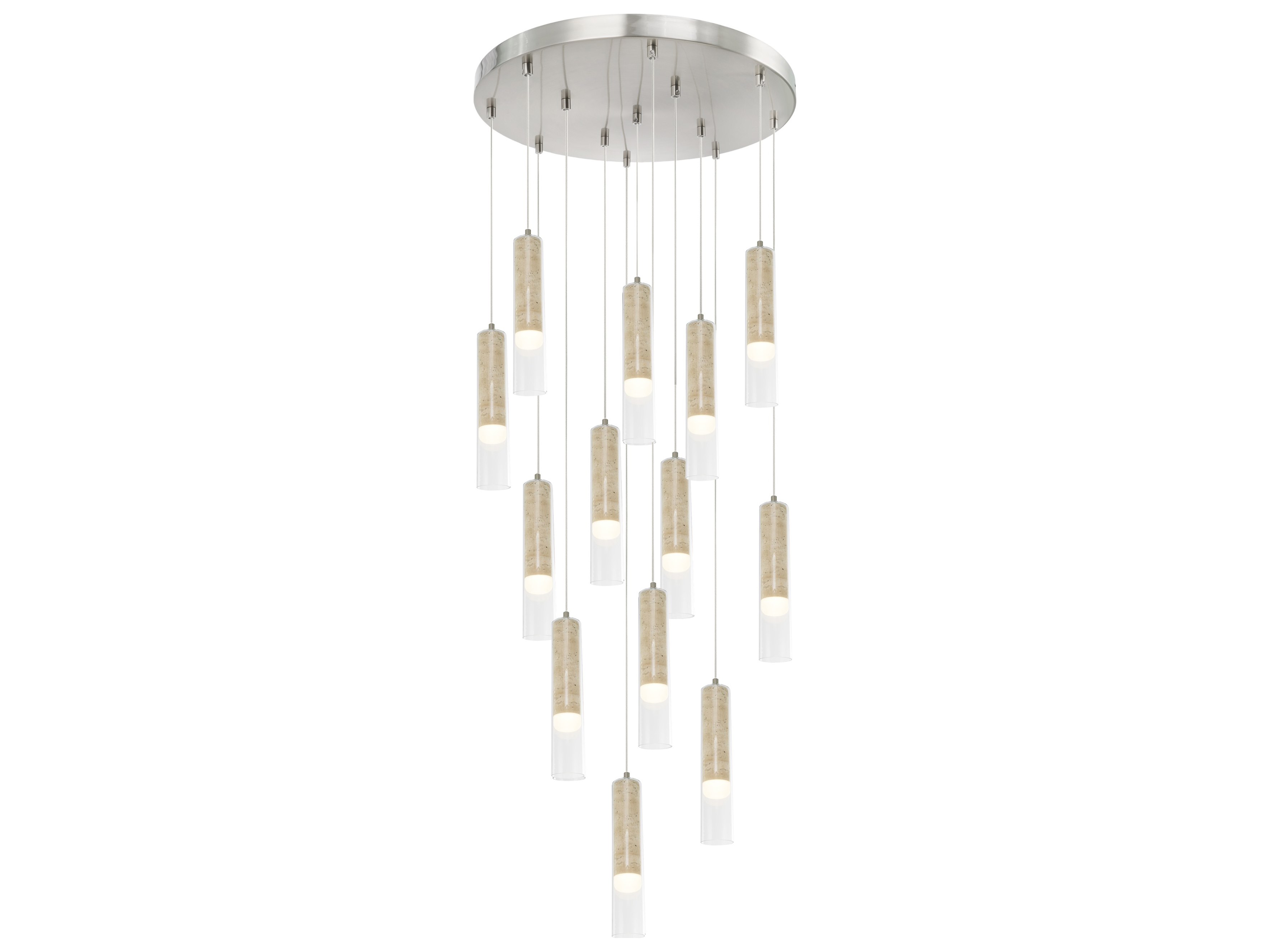 Artcraft Zara 13-Light Brushed Nickel Linear Round Pendant
