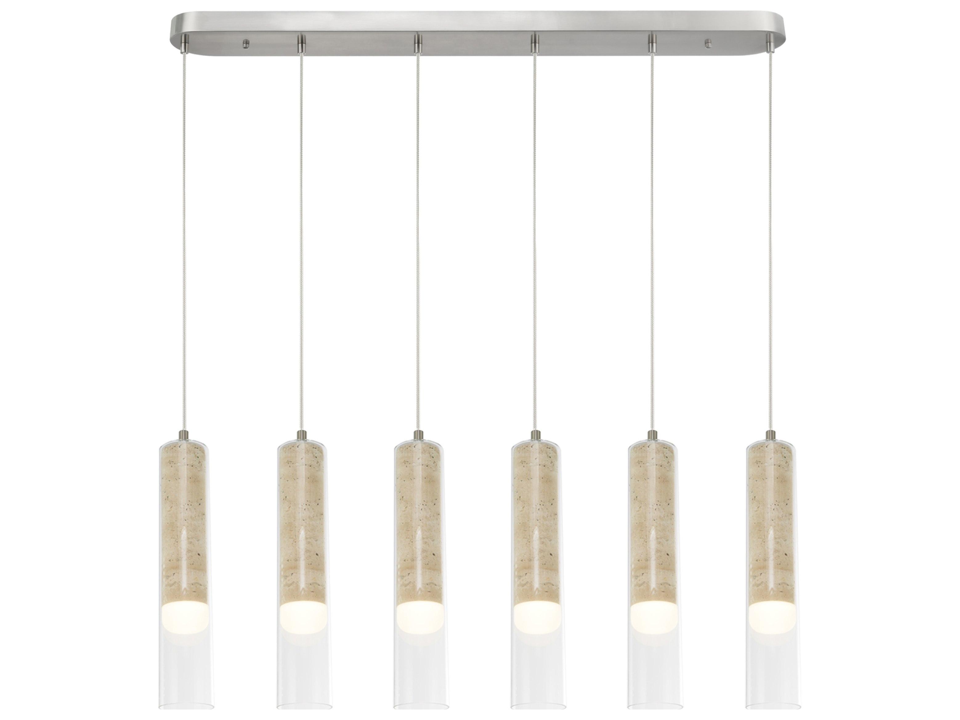 Artcraft Zara 6-Light Brushed Nickel Cylinder Linear Island Pendant