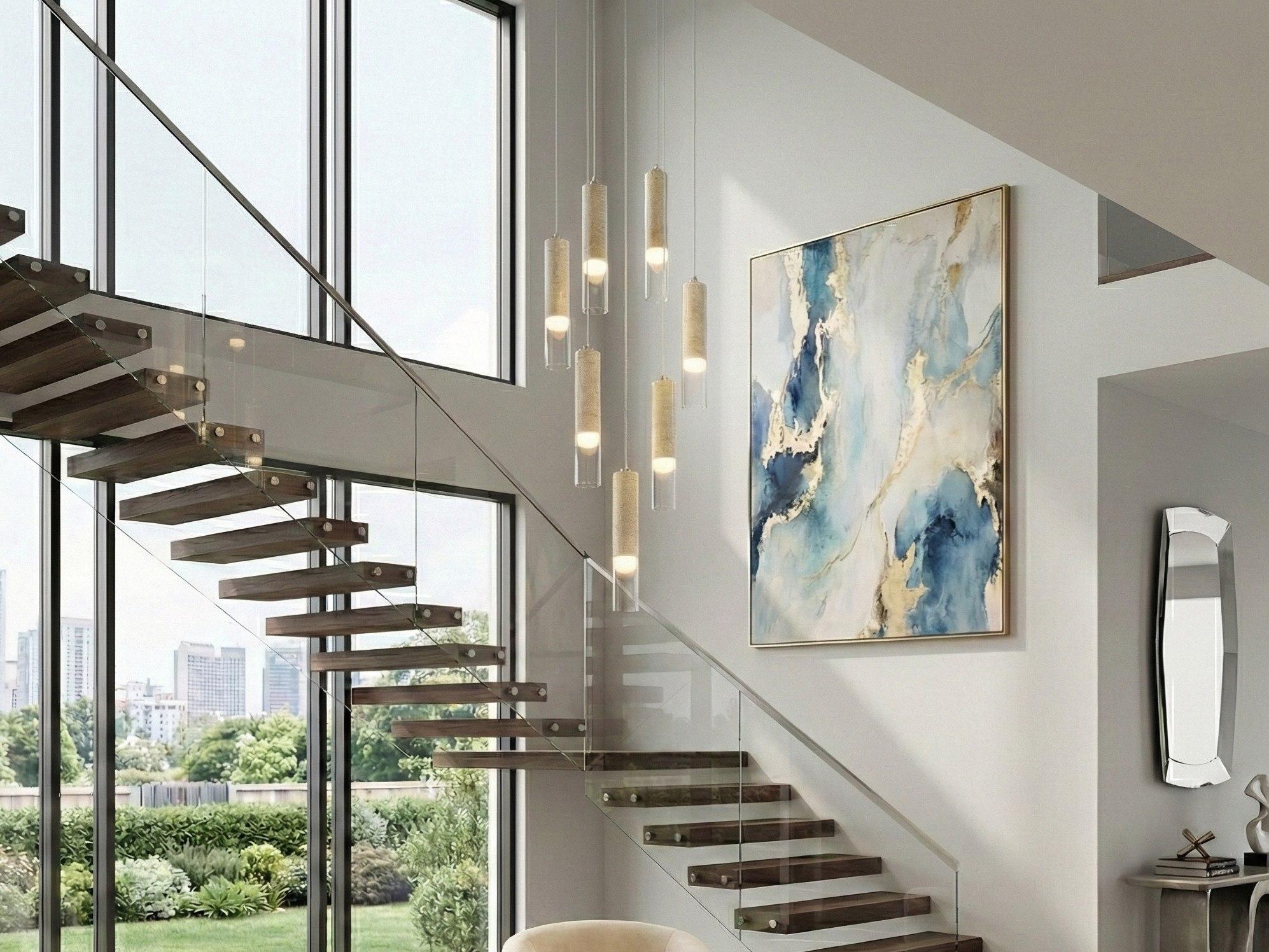 Artcraft Zara 7-Light Brushed Nickel Cylinder Round Pendant