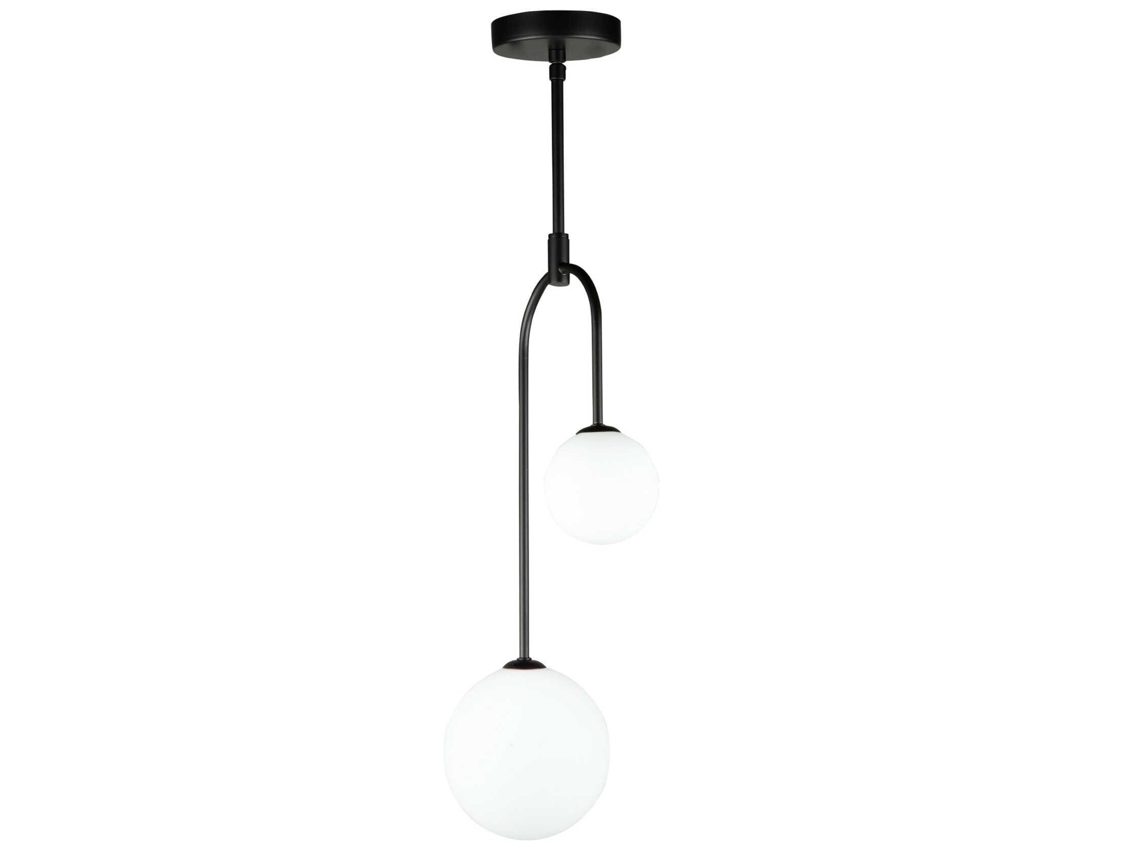 Artcraft Comet 2-Light Semi Matte Black Glass LED Globe Pendant