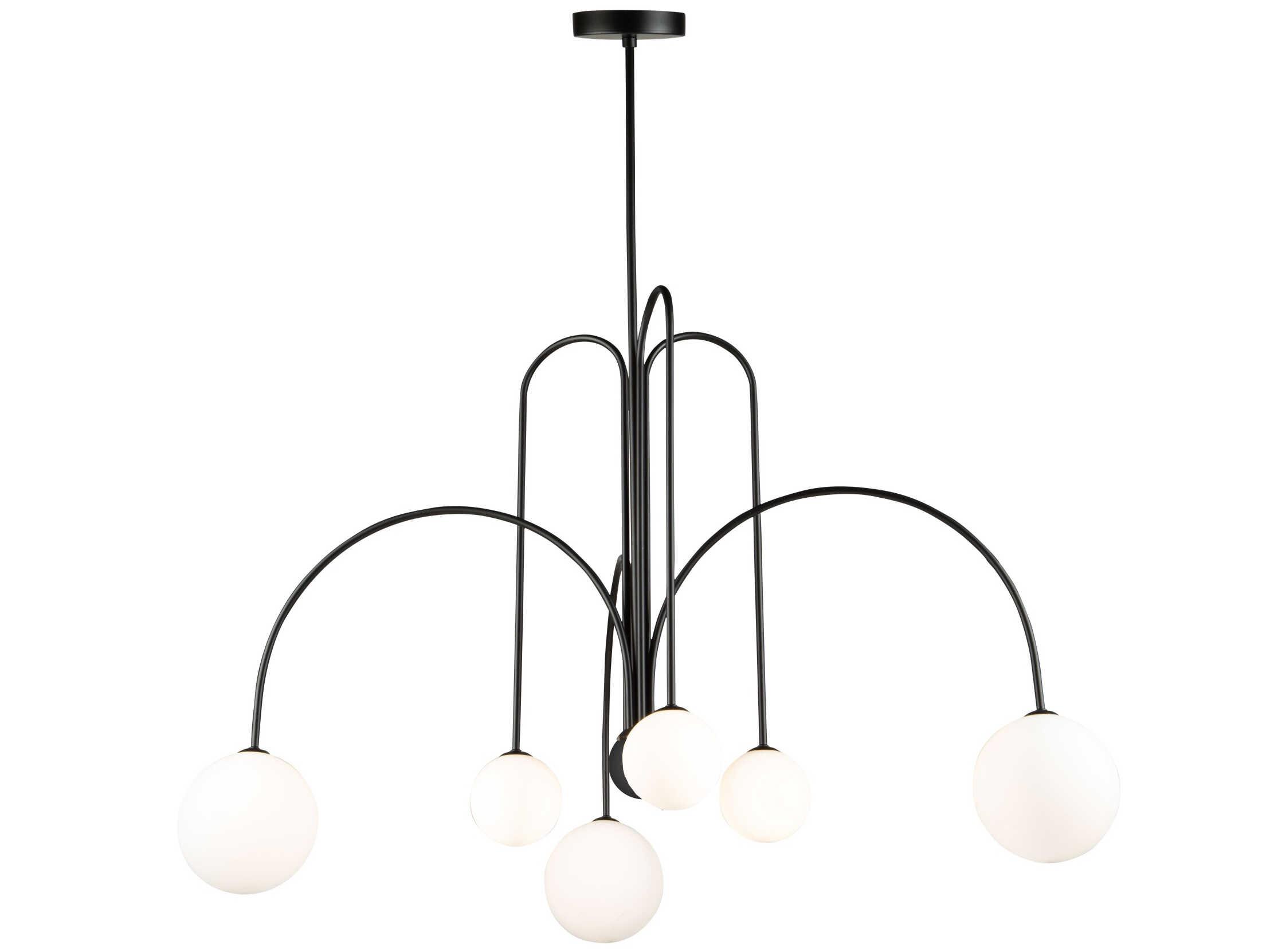 Artcraft Comet 6-Light Semi Matte Black Glass LED Globe Chandelier