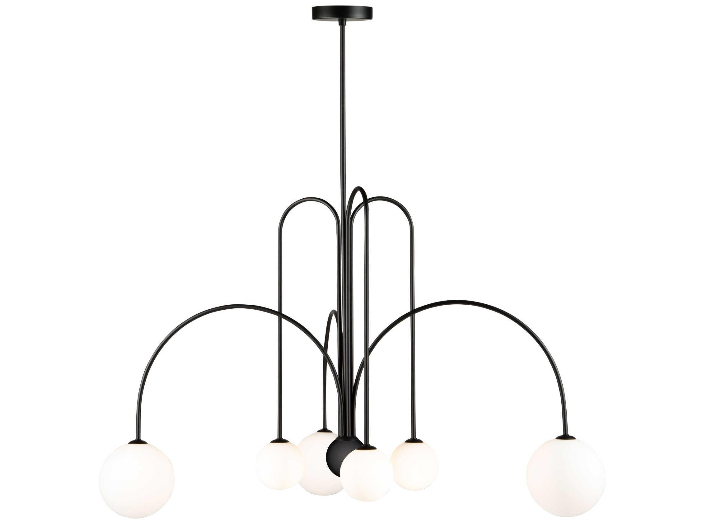 Artcraft Comet 6-Light Semi Matte Black Glass LED Globe Chandelier
