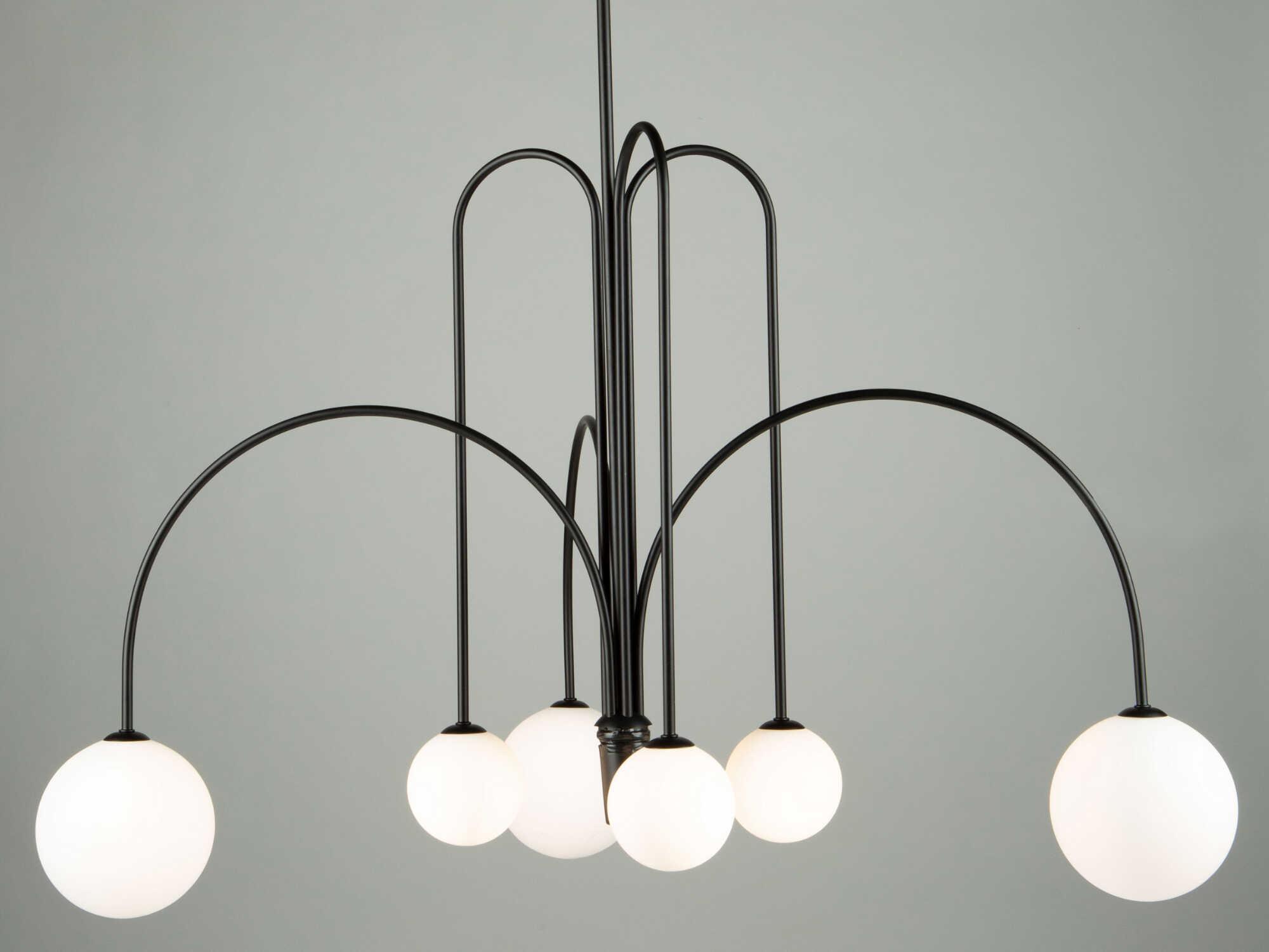 Artcraft Comet 6-Light Semi Matte Black Glass LED Globe Chandelier