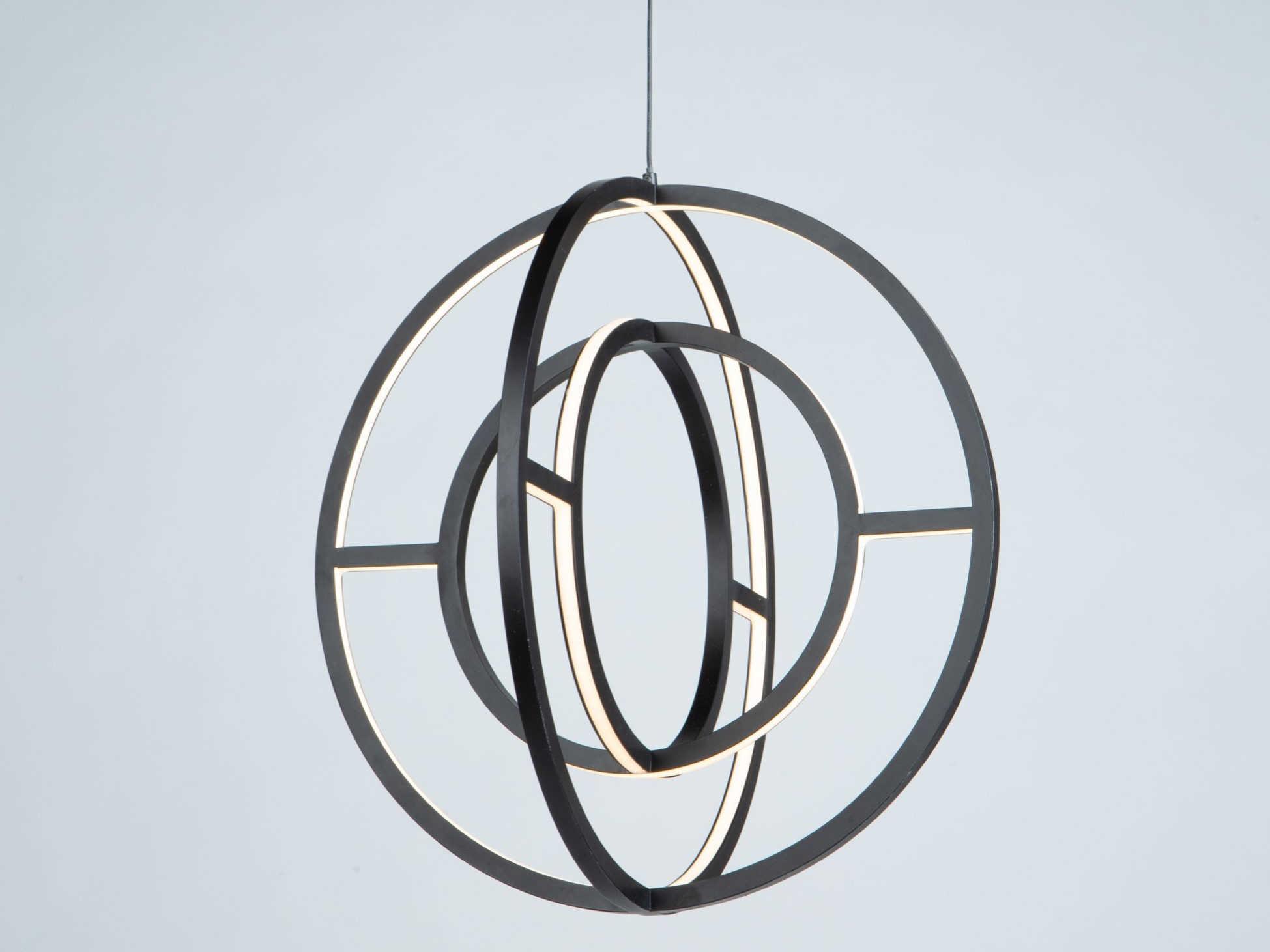 Artcraft Celestial 4-Light Matte Black LED Geometric Round Pendant